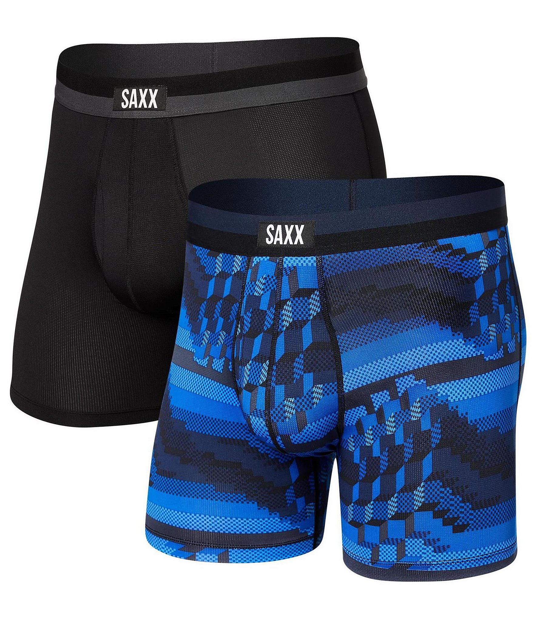 SAXX Sport Mesh Cubic Stripe/Solid Boxer Briefs 2-Pack | Dillard's