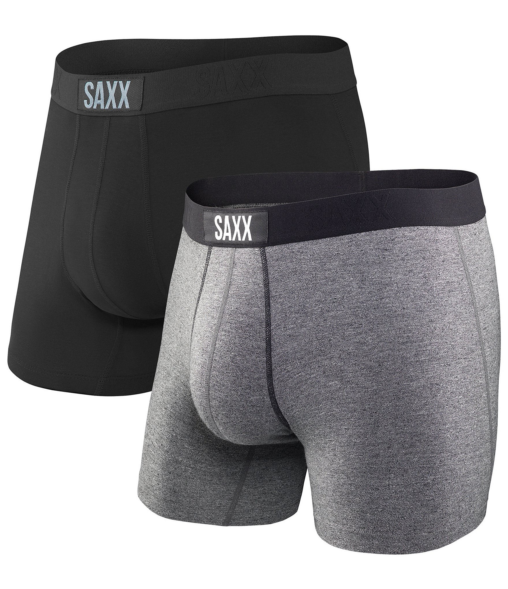 SAXX Vibe Super Soft Black/Grey 5 Inseam Boxer Briefs 2-Pack | Dillard's