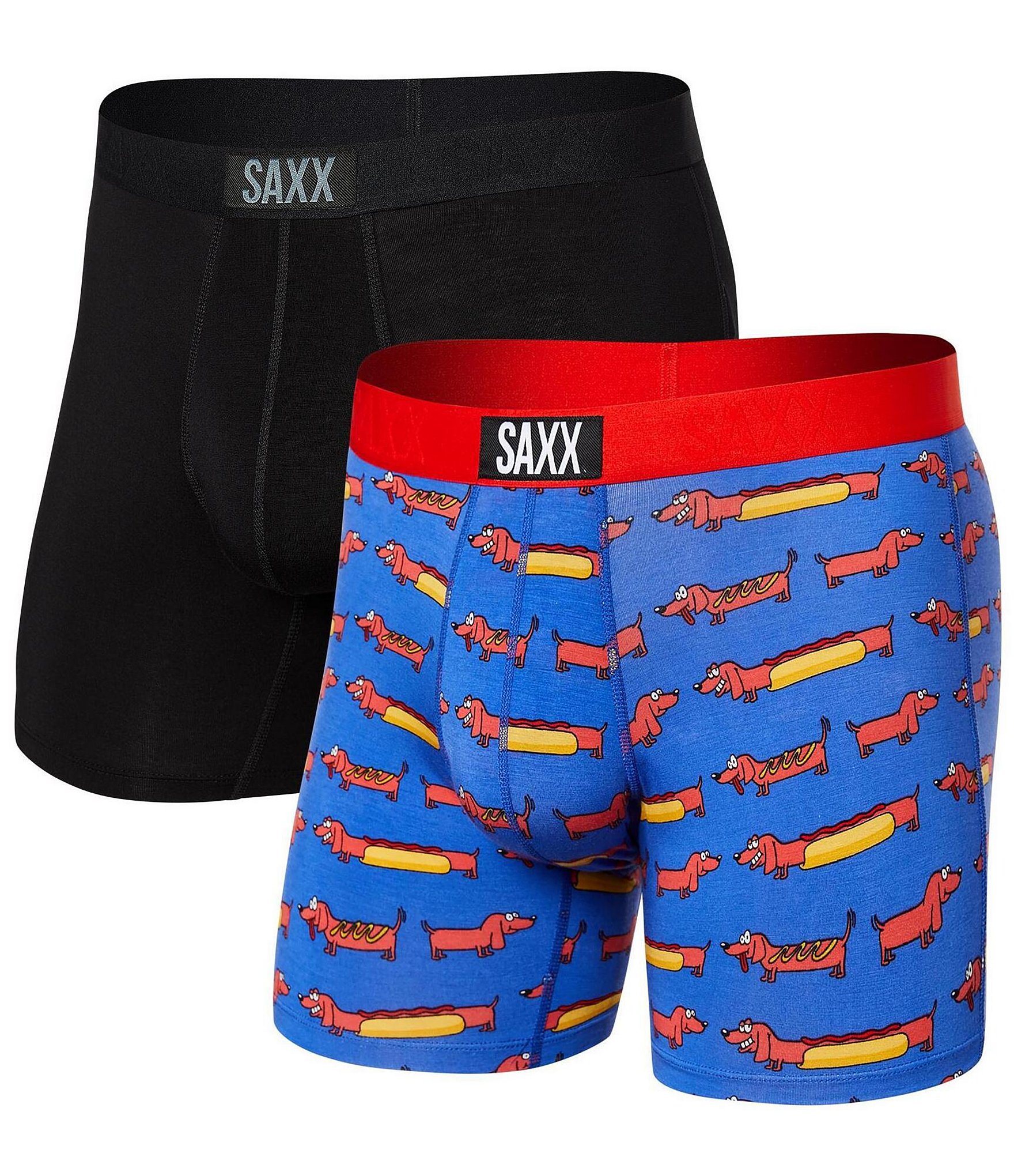 SAXX Weiner Dog/Solid Boxer Briefs 2-Pack