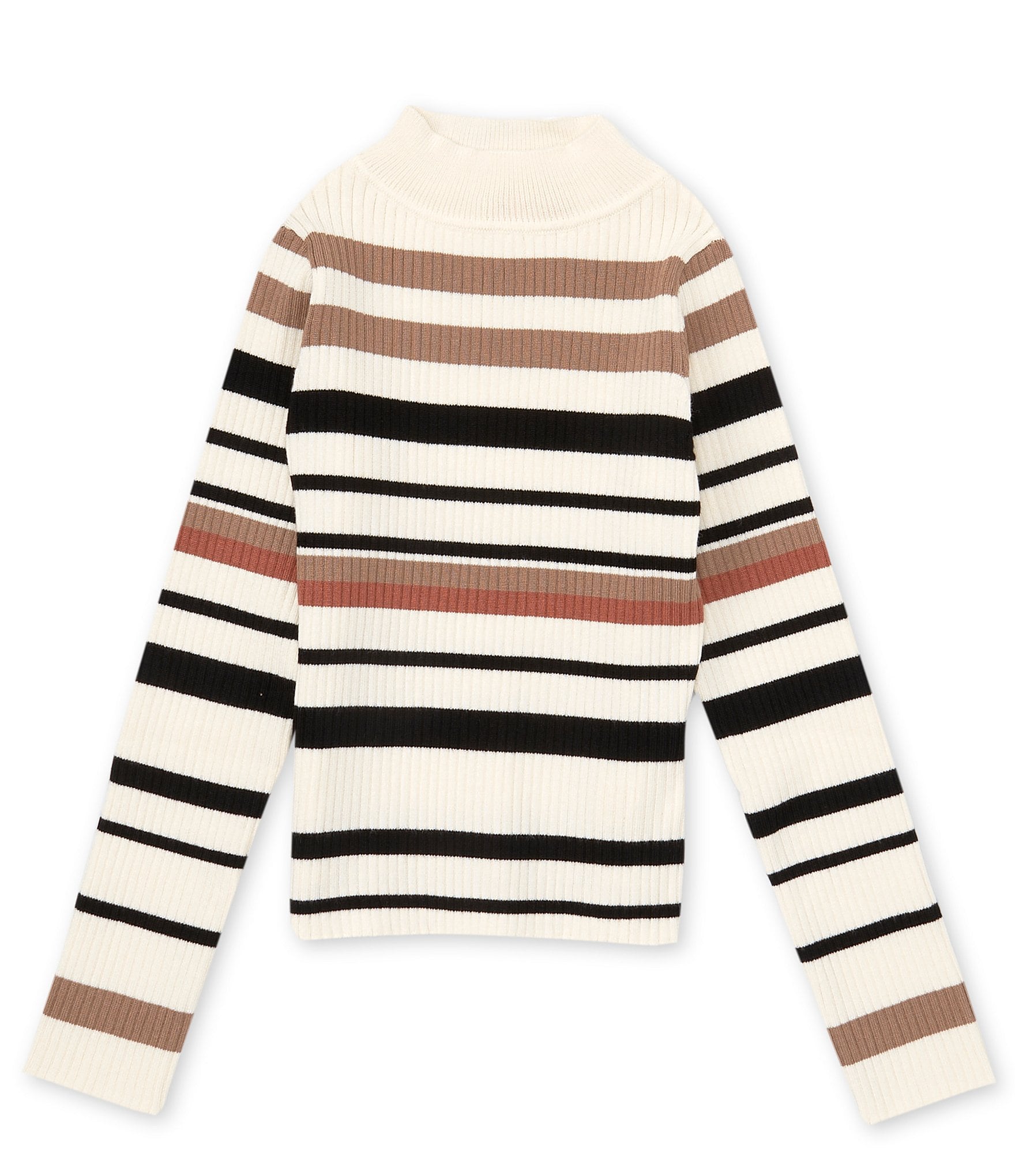 Mock-neck oversized striped sweater