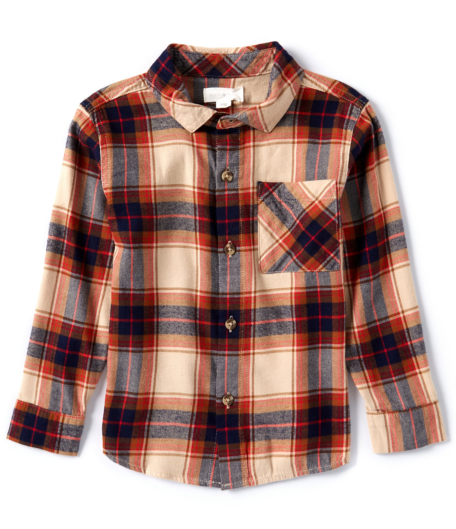 Scene&Heard Big Boys 8-20 Long Sleeve Plaid Button-Down Shirt