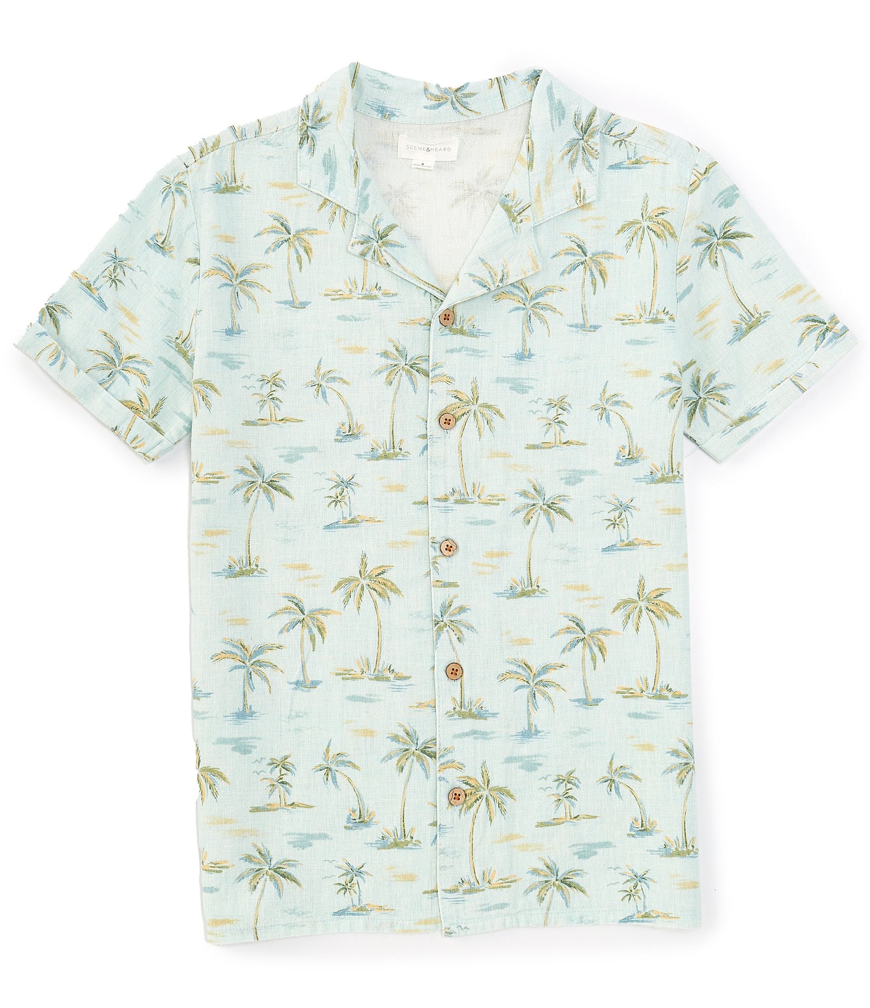 Scene&Heard Big Boys 8-20 Short Sleeve Palm Tree Print Woven Shirt