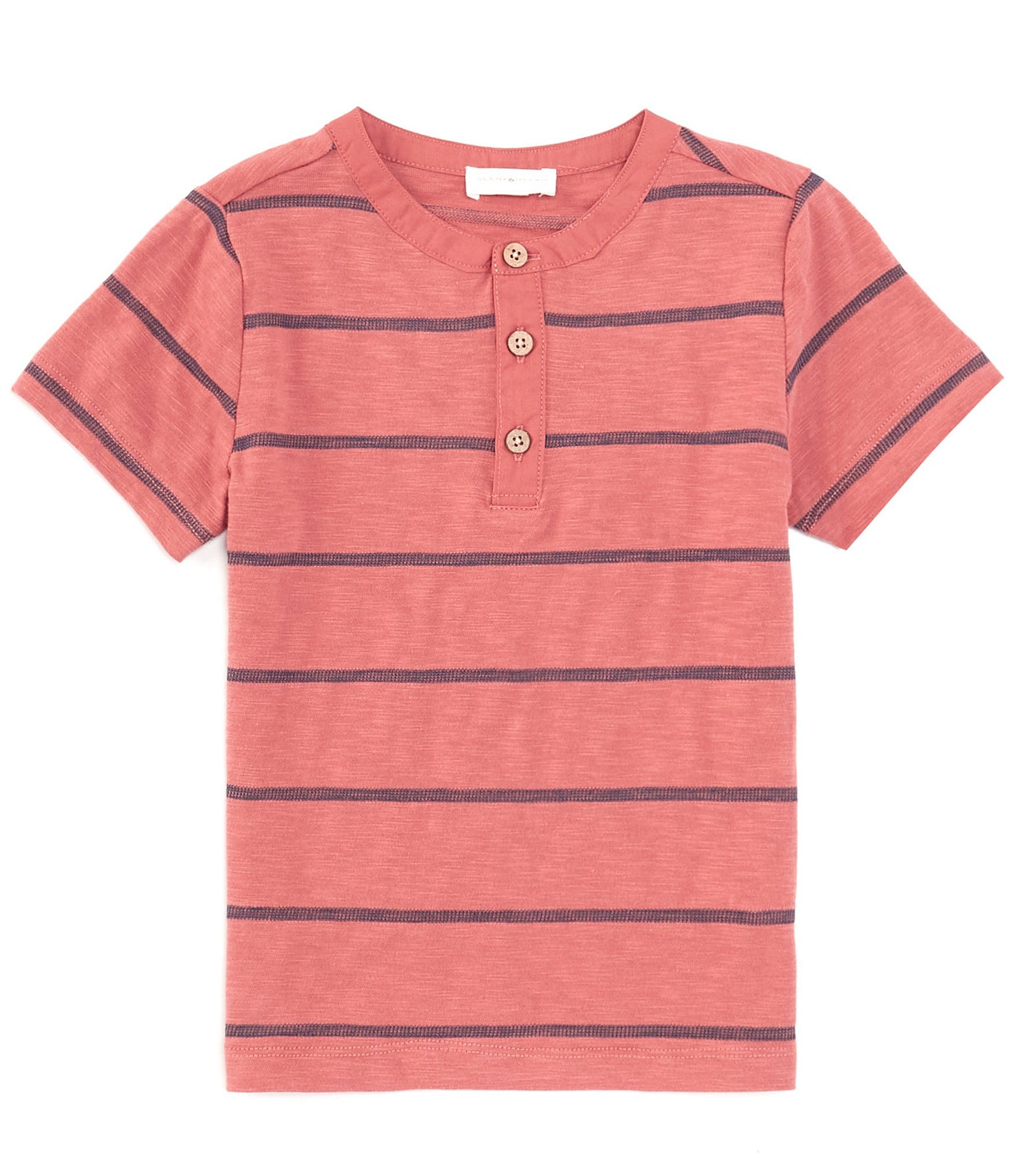 Scene&Heard Big Boys 8-20 Short Sleeve Striped Henley Shirt