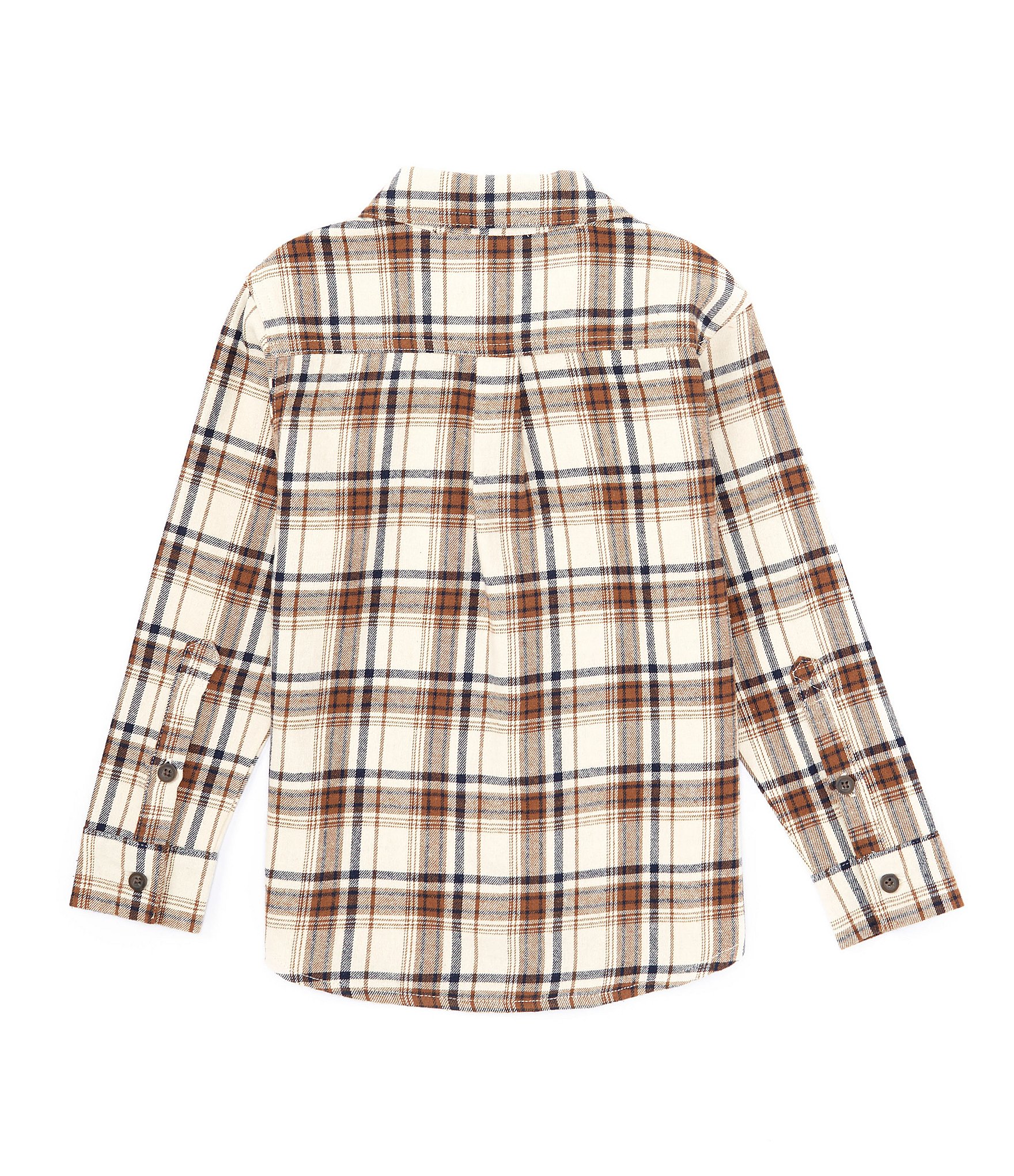 Scene&Heard Little Boys 2T-7 Long Sleeve Ivory and Black Plaid Sport Shirt