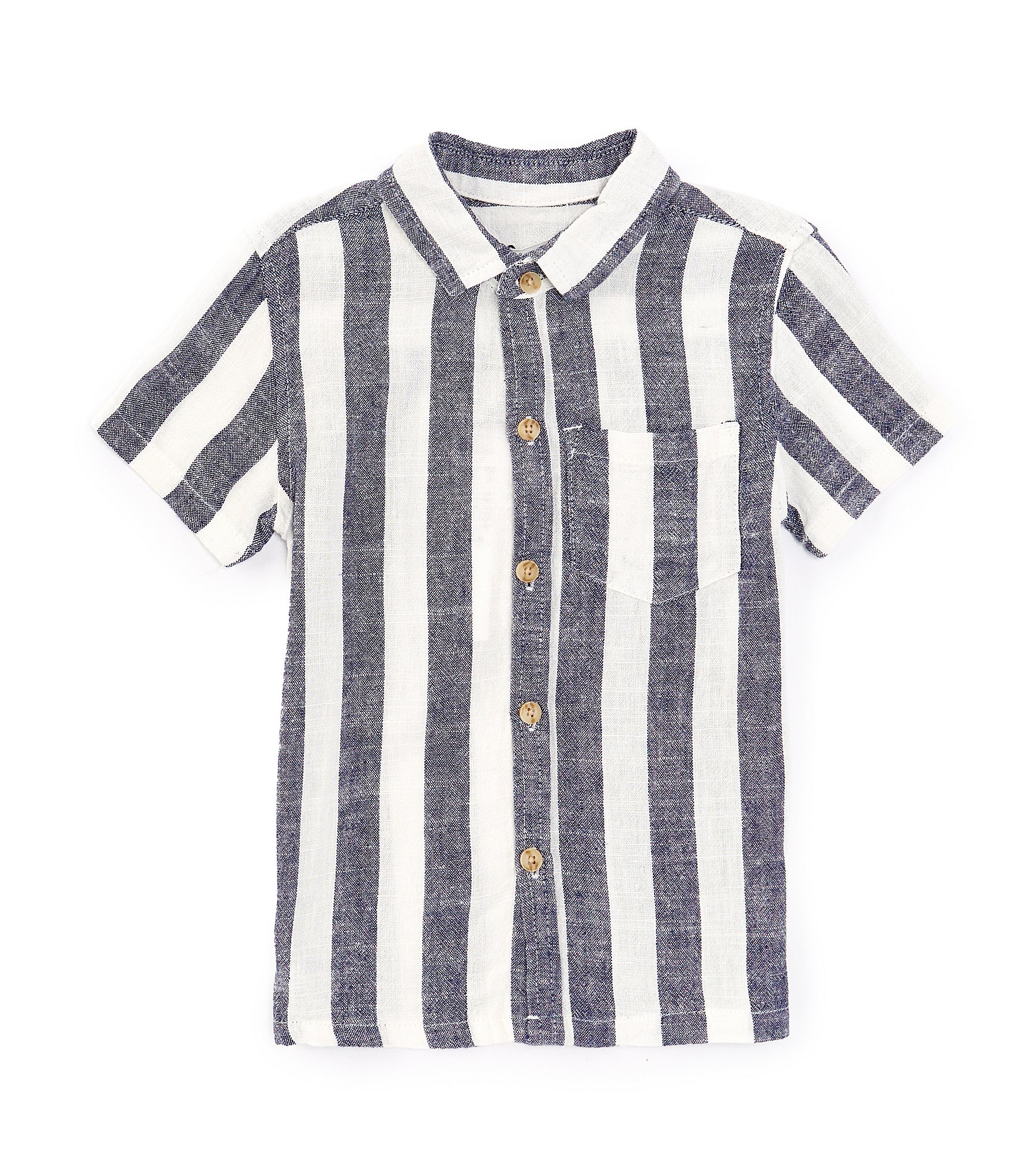 Scene&Heard Little Boys 2T-7 Short Sleeve Button-Front Stripe Woven Shirt