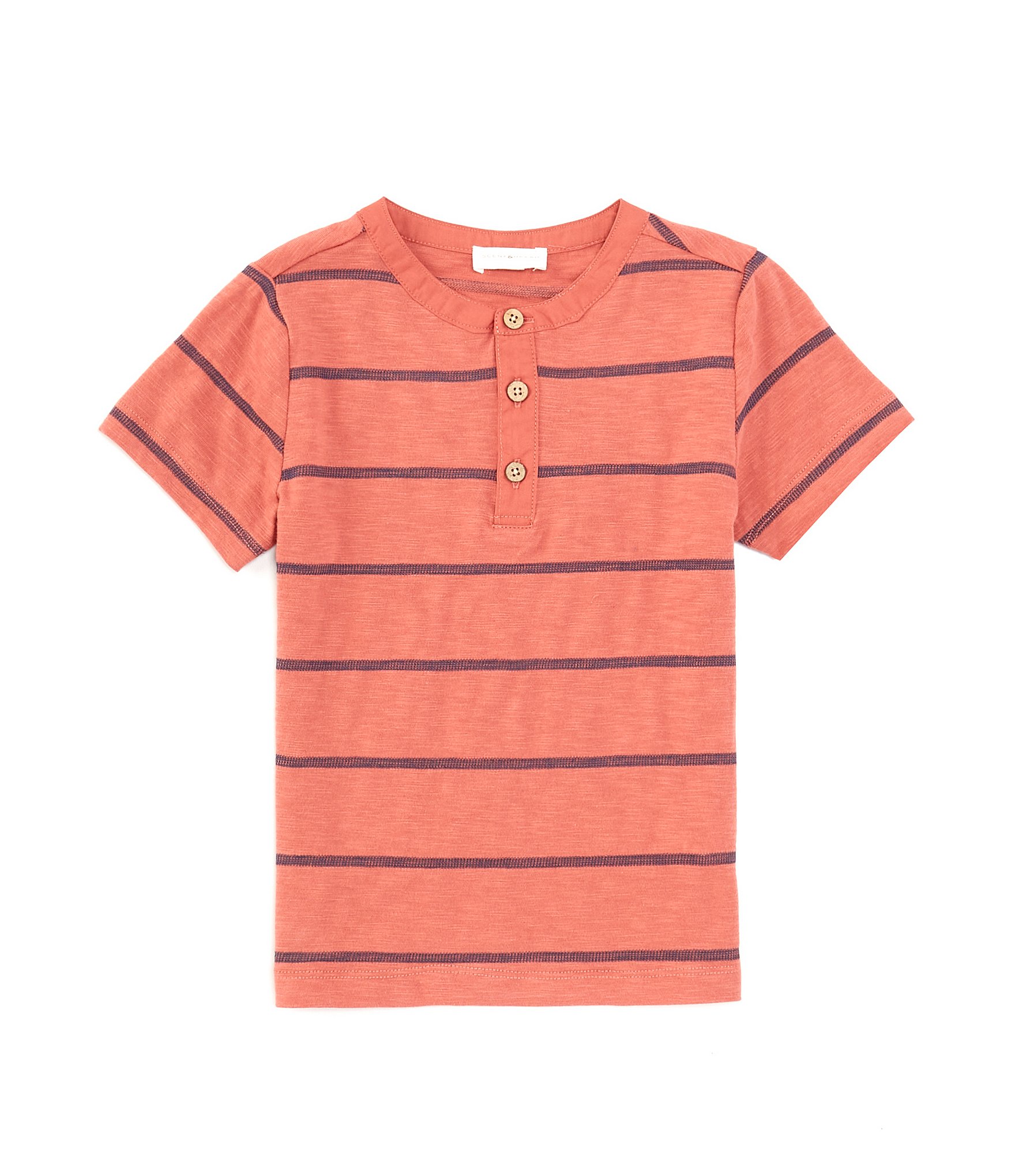 Scene&Heard Little Boys 2T-7 Short Sleeve Striped Henley Shirt