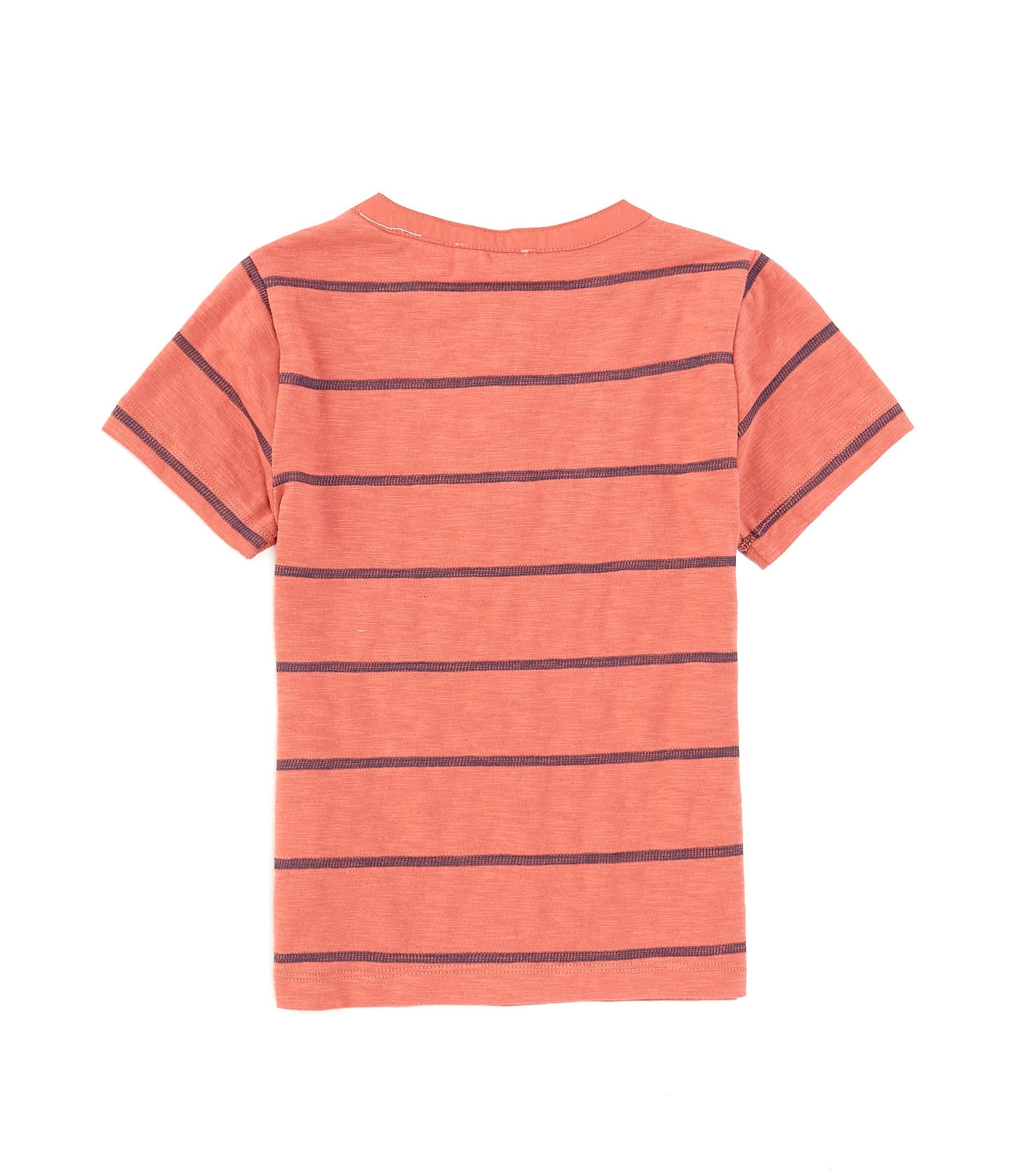 Scene&Heard Little Boys 2T-7 Short Sleeve Striped Henley Shirt