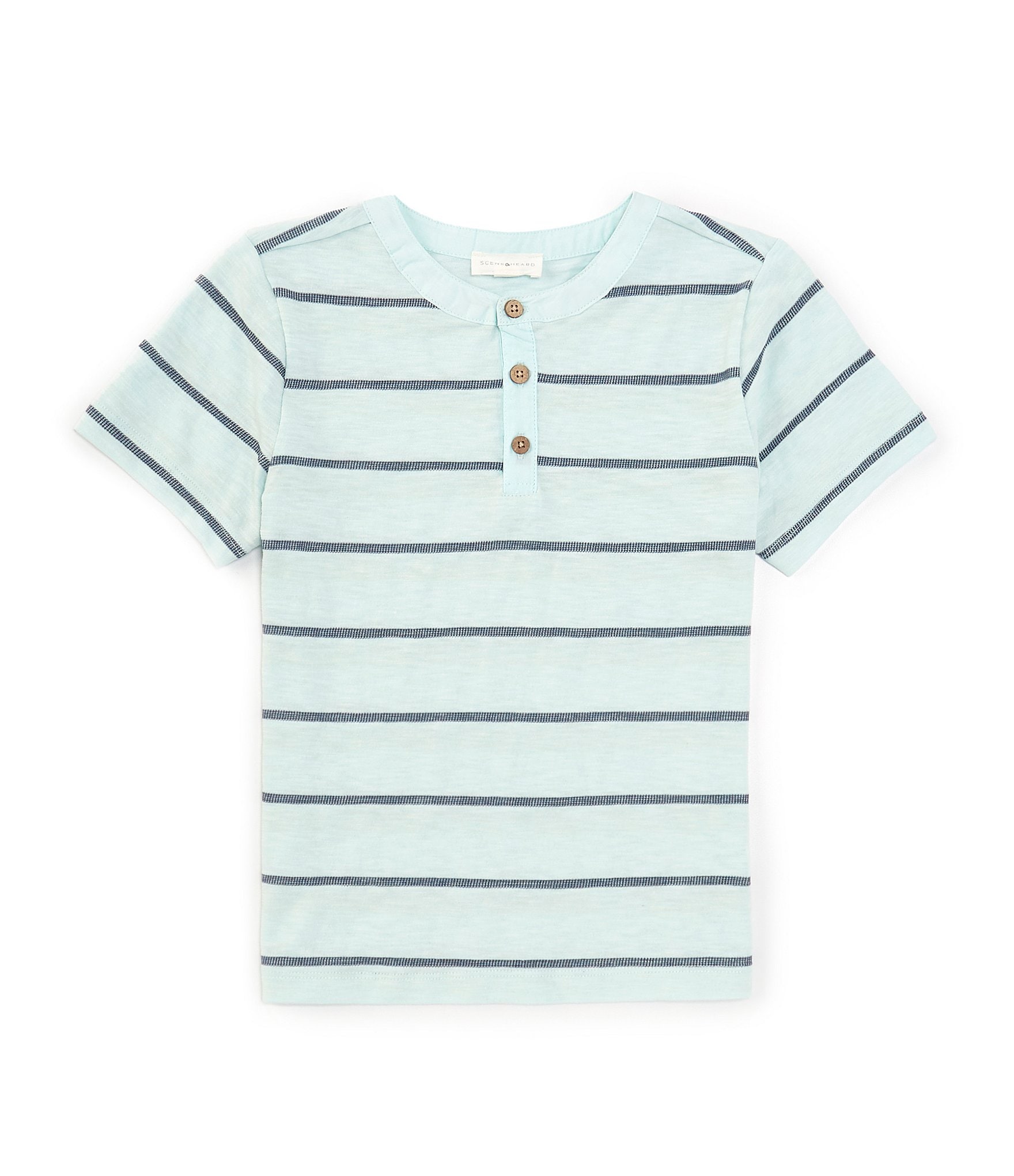 Scene&Heard Little Boys 2T-7 Short Sleeve Striped Henley Shirt