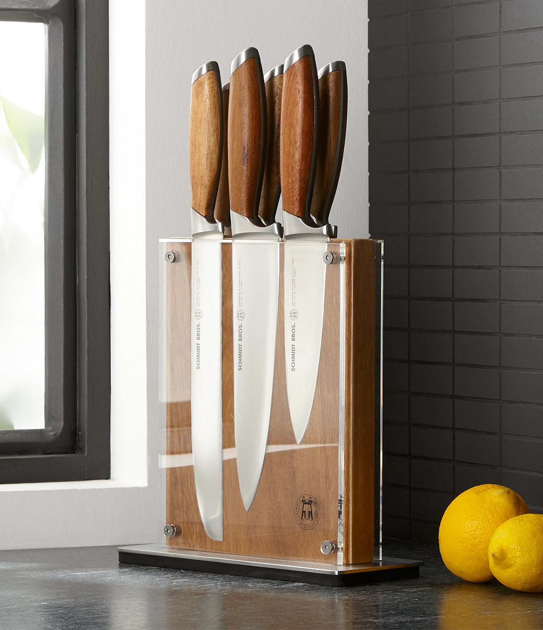 Schmidt Brothers Cutlery Acacia Midtown Magnetic Knife Block