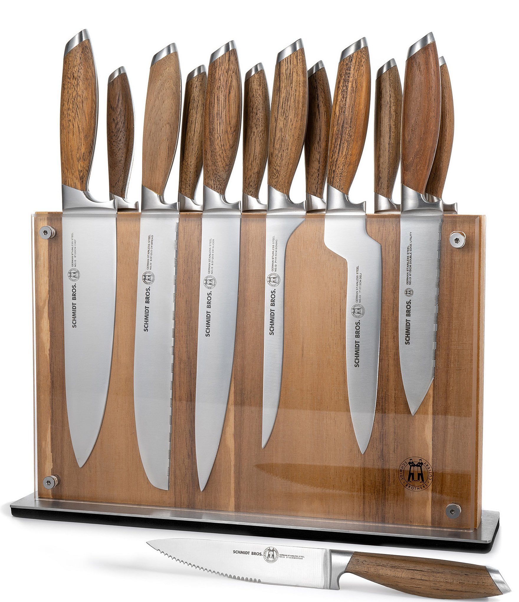 Schmidt Brothers Cutlery Bonded Teak 15-Piece Knife Block Set