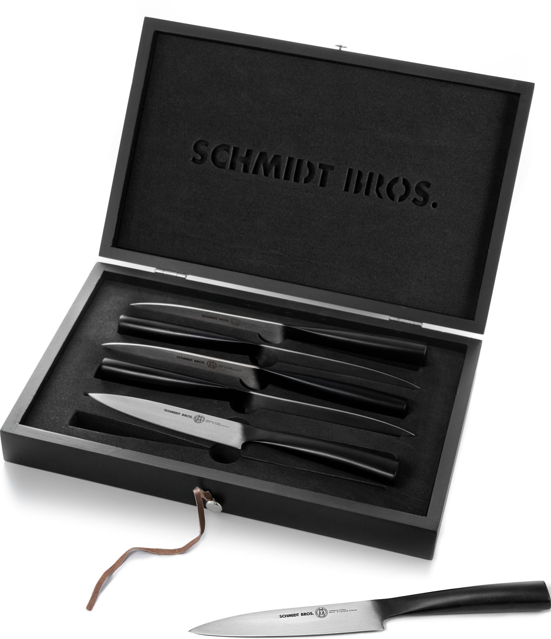 Schmidt Brothers Cutlery Carbon 6 6-Piece Steak Knife Set in Wood Box