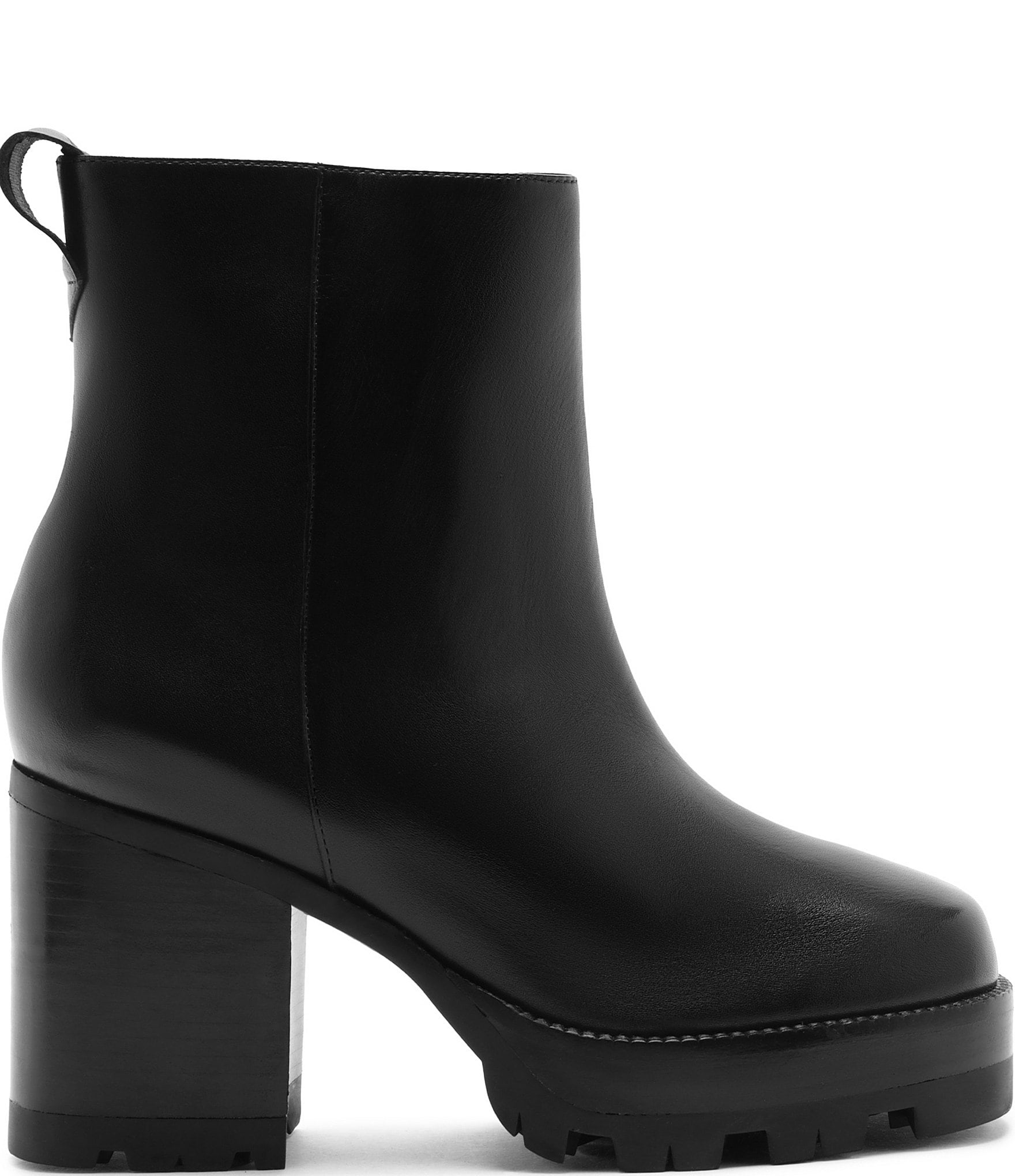 Schutz 240 Leather Platform Block Heel Lug Sole Booties