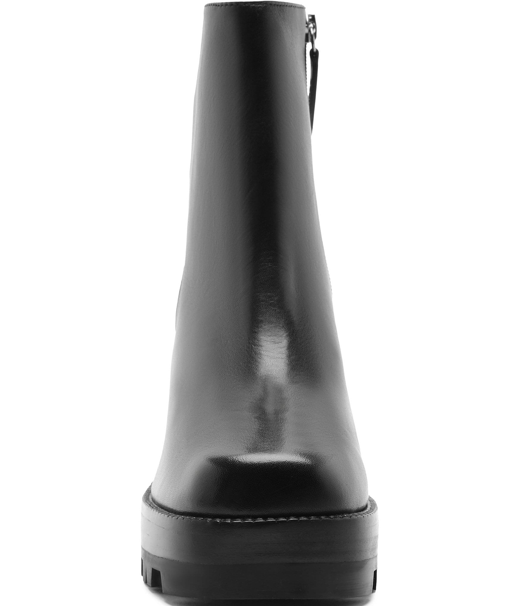 Schutz 240 Leather Platform Block Heel Lug Sole Booties