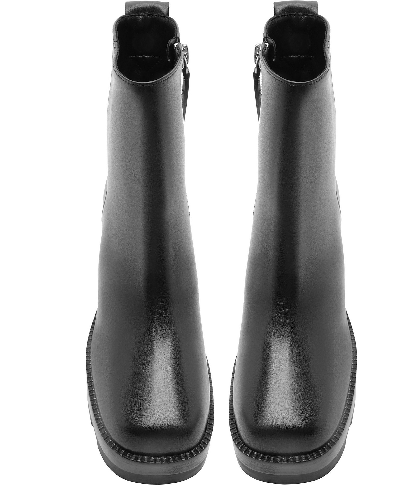 Schutz 240 Leather Platform Block Heel Lug Sole Booties