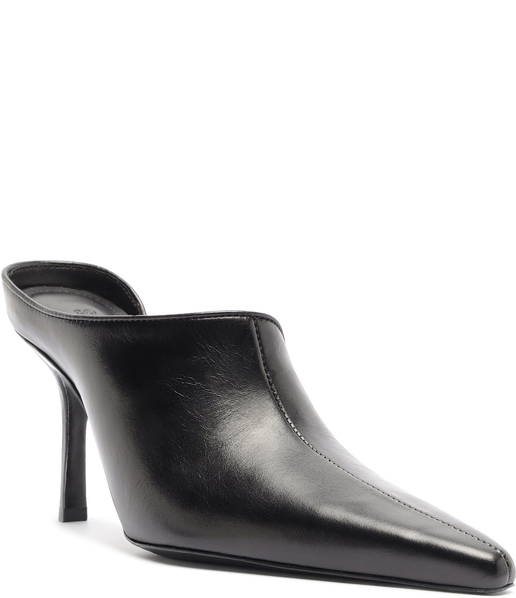 Schutz Abby Leather Pointed Toe Dress Mules