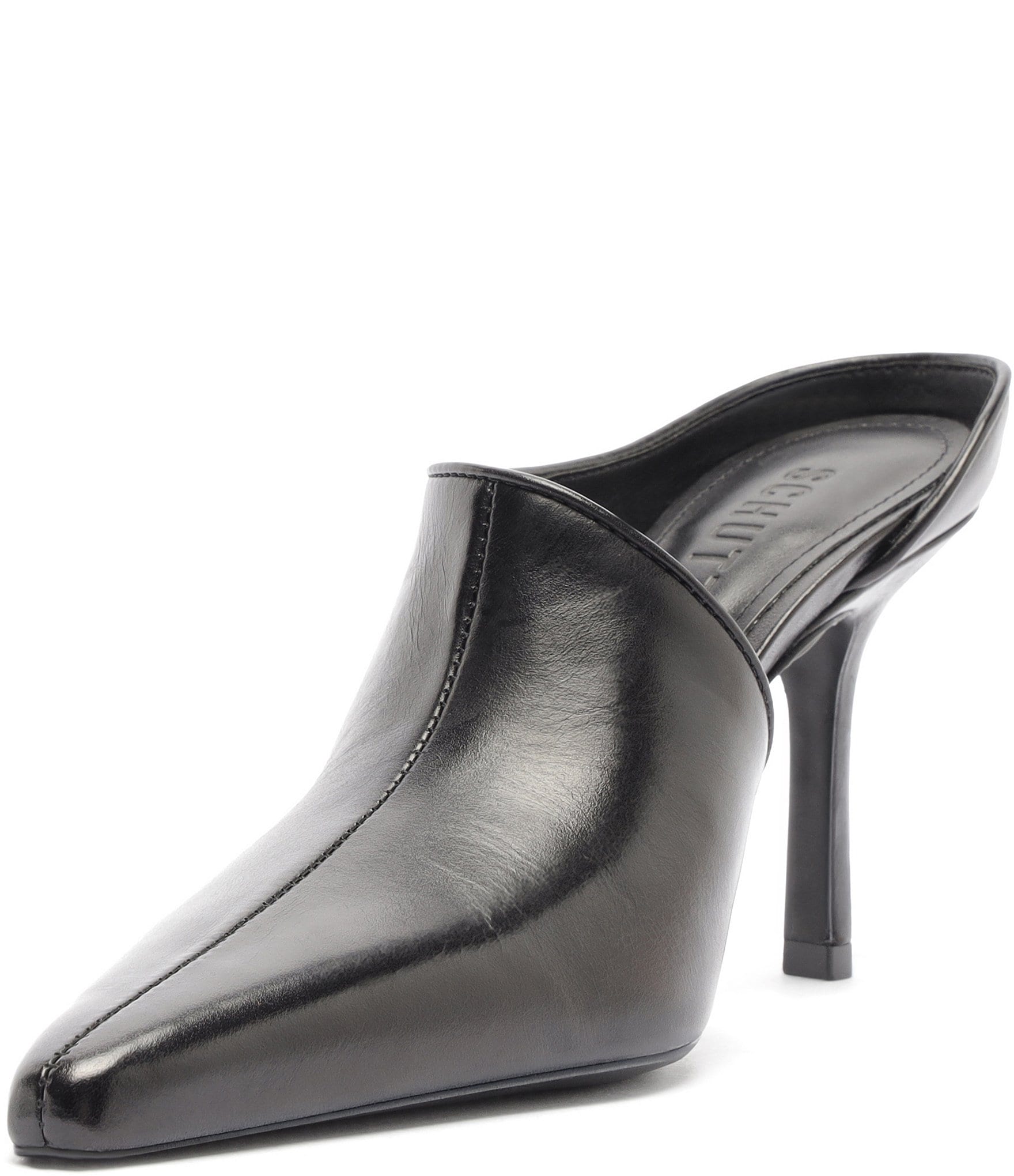 Schutz Abby Leather Pointed Toe Dress Mules