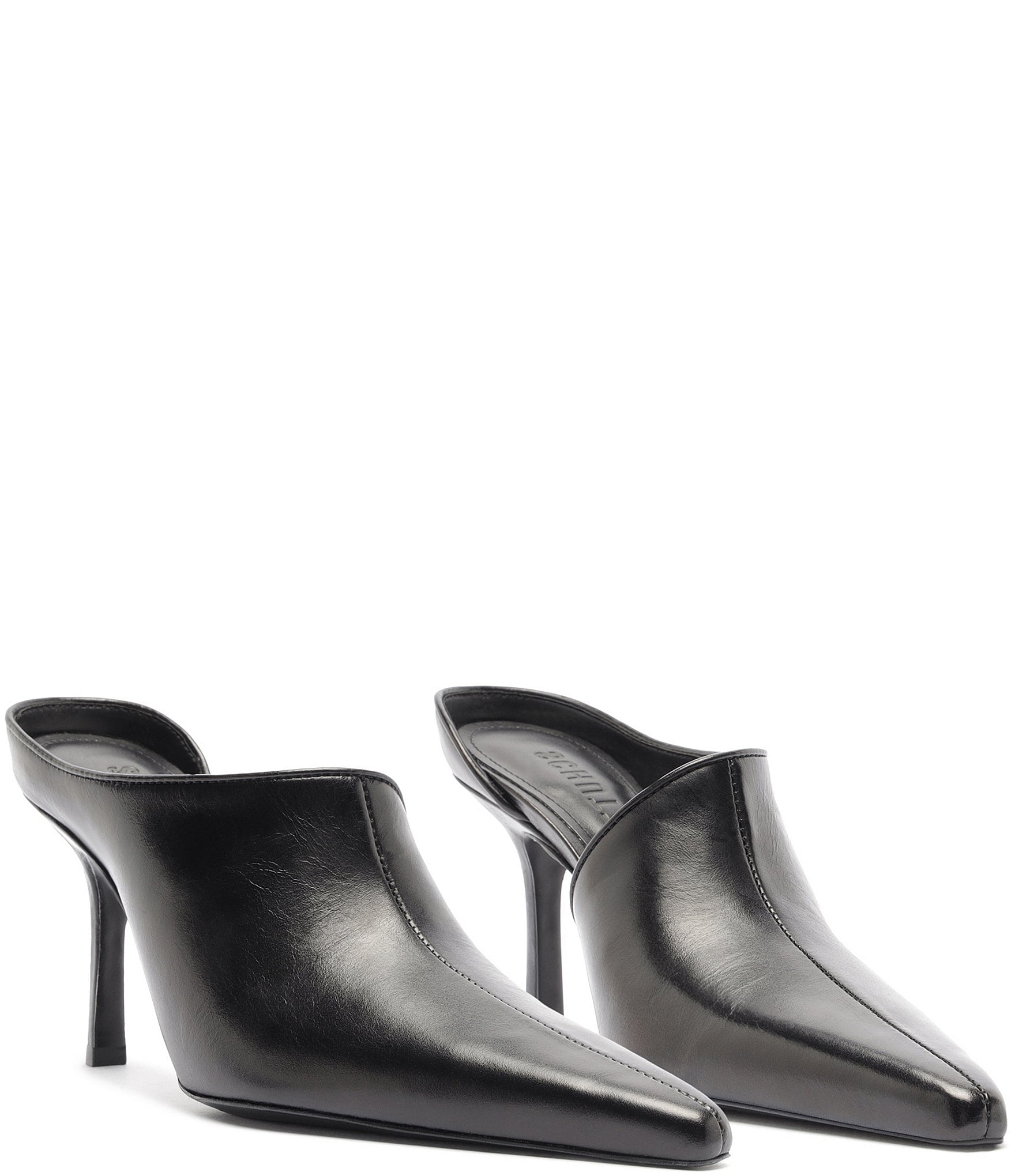 Schutz Abby Leather Pointed Toe Dress Mules