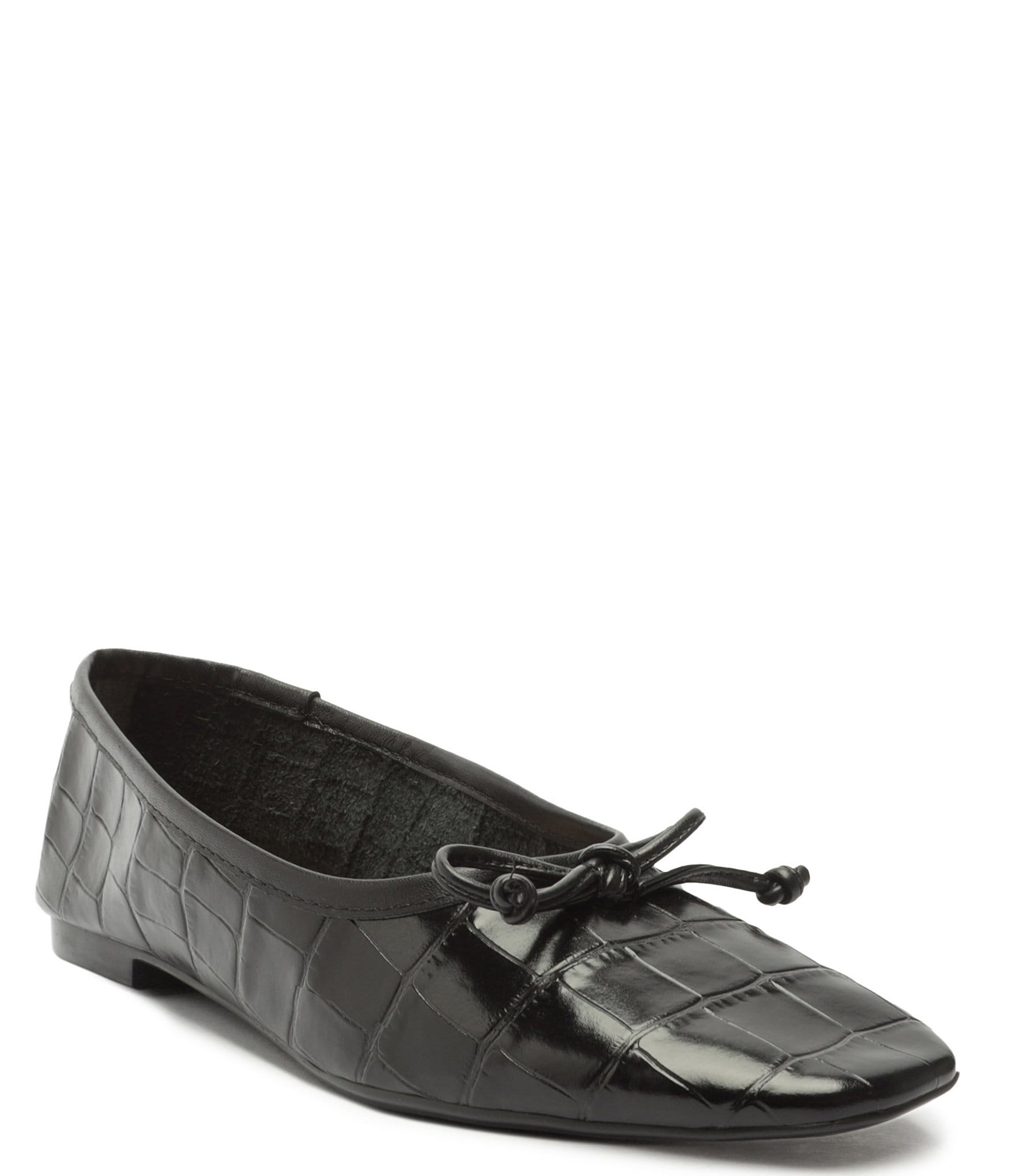 Schutz Arissa Croco Print Leather Ballet Bow Flats