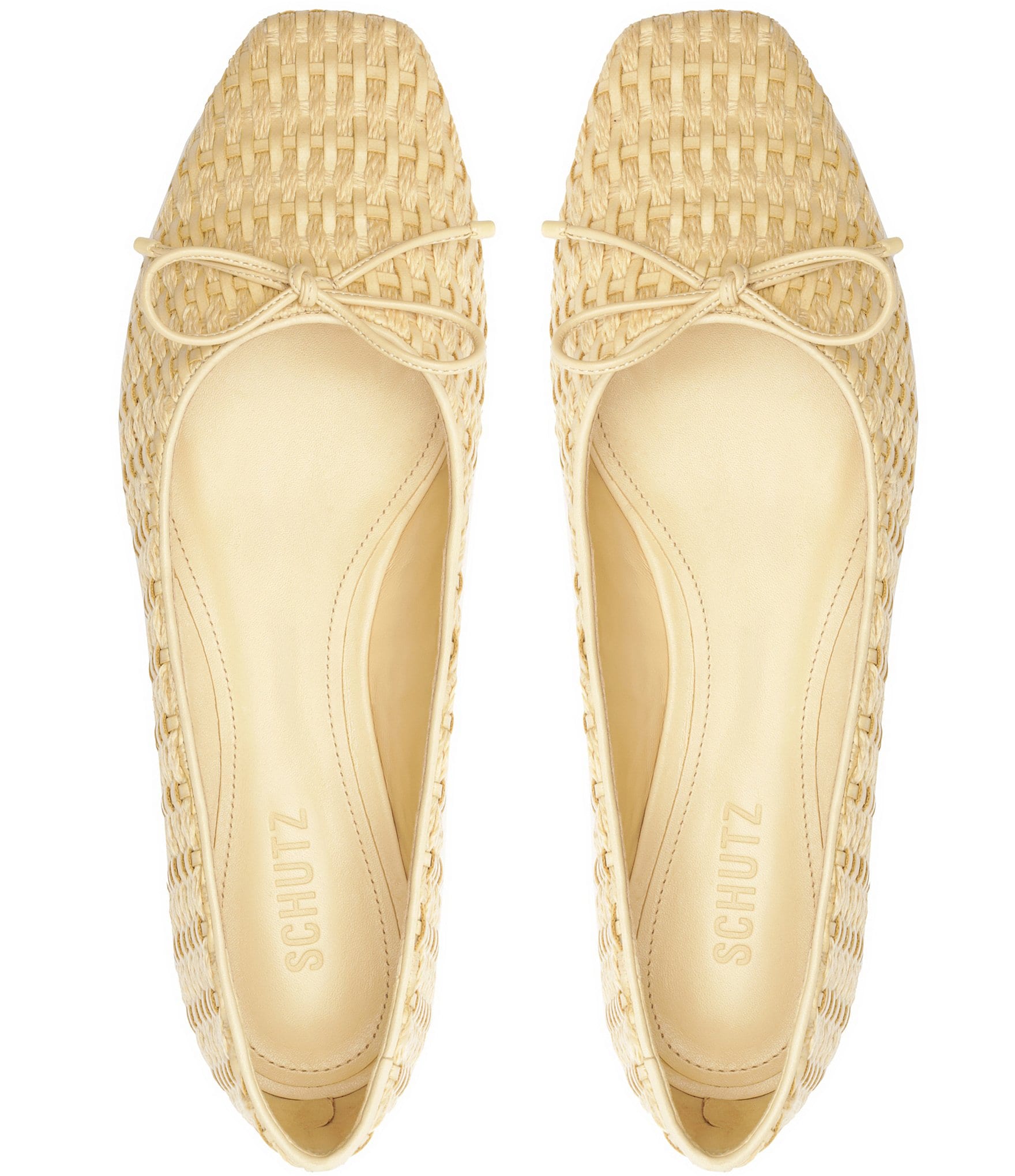 Schutz Arissa Woven Straw Bow Flats