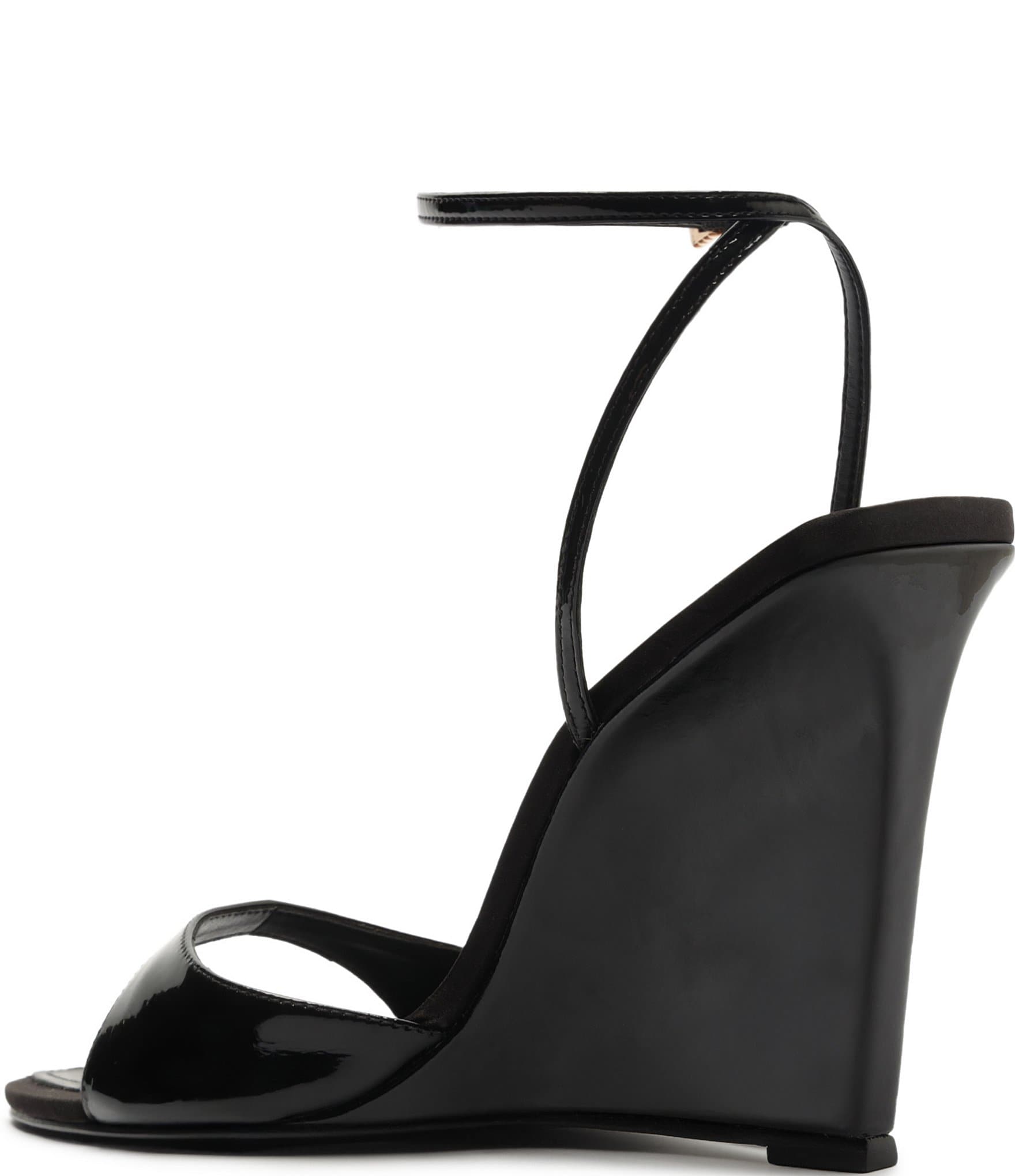 Schutz Elodie Patent Leather Ankle Strap Wedge Sandals