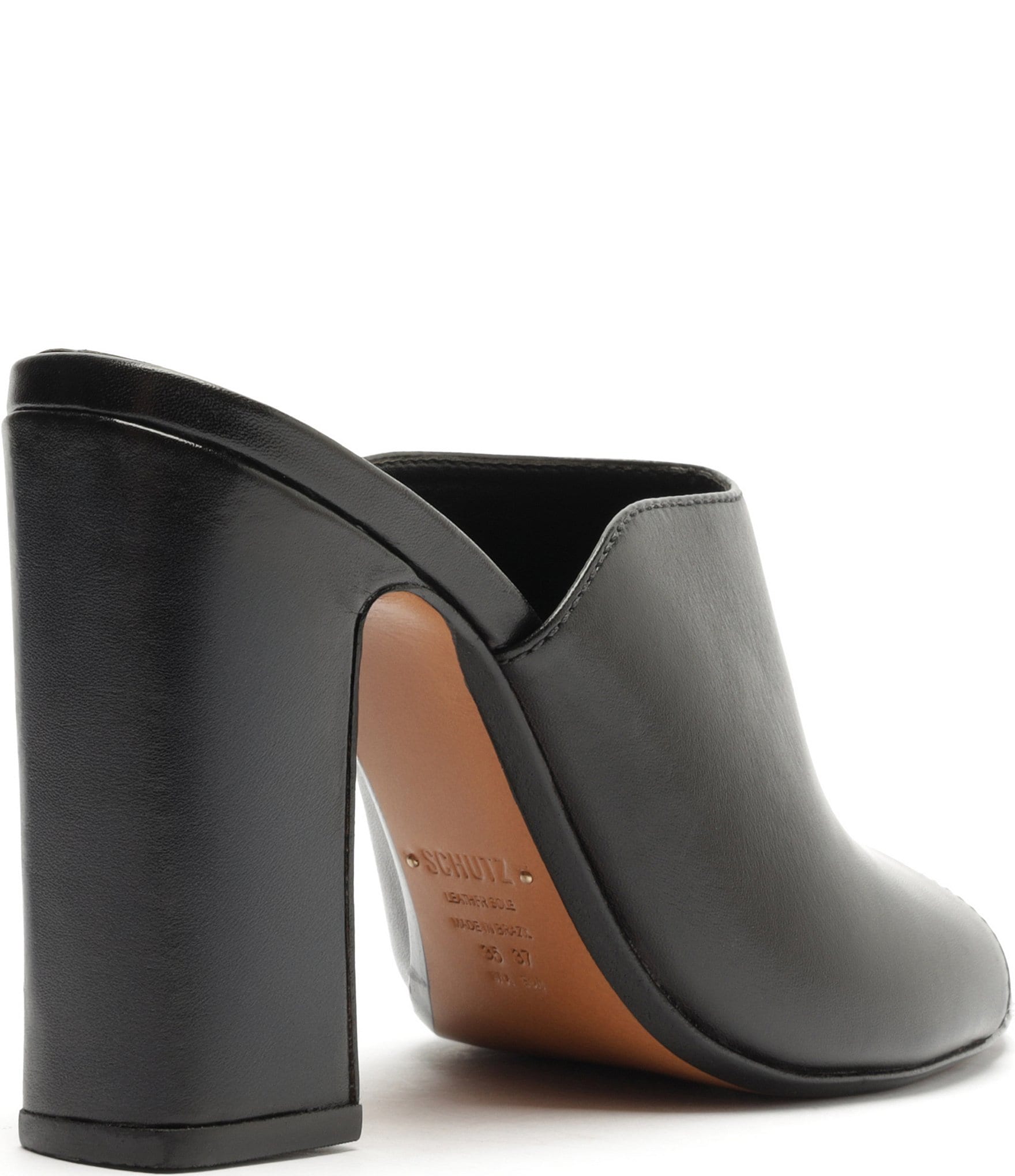 Schutz Esme Leather Block Heel Dress Slide Sandals