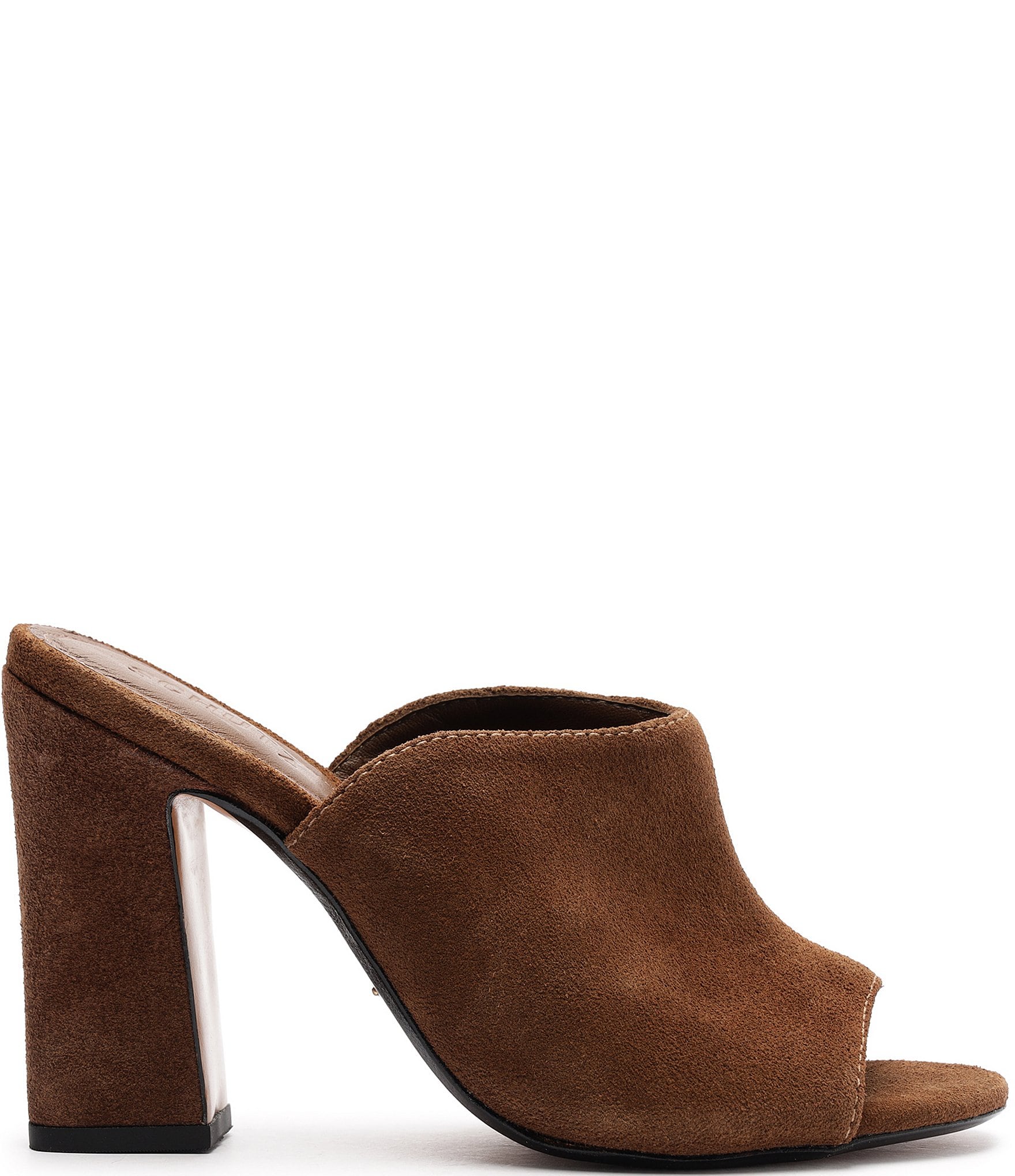 Schutz Esme Suede Block Heel Dress Slide Sandals