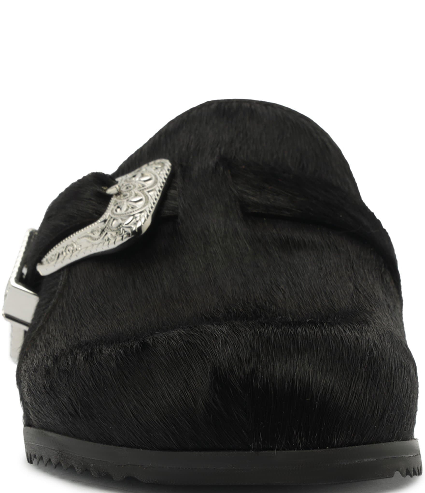 Schutz Grace Hair Calf Western Buckle Hardware Strap Clogs