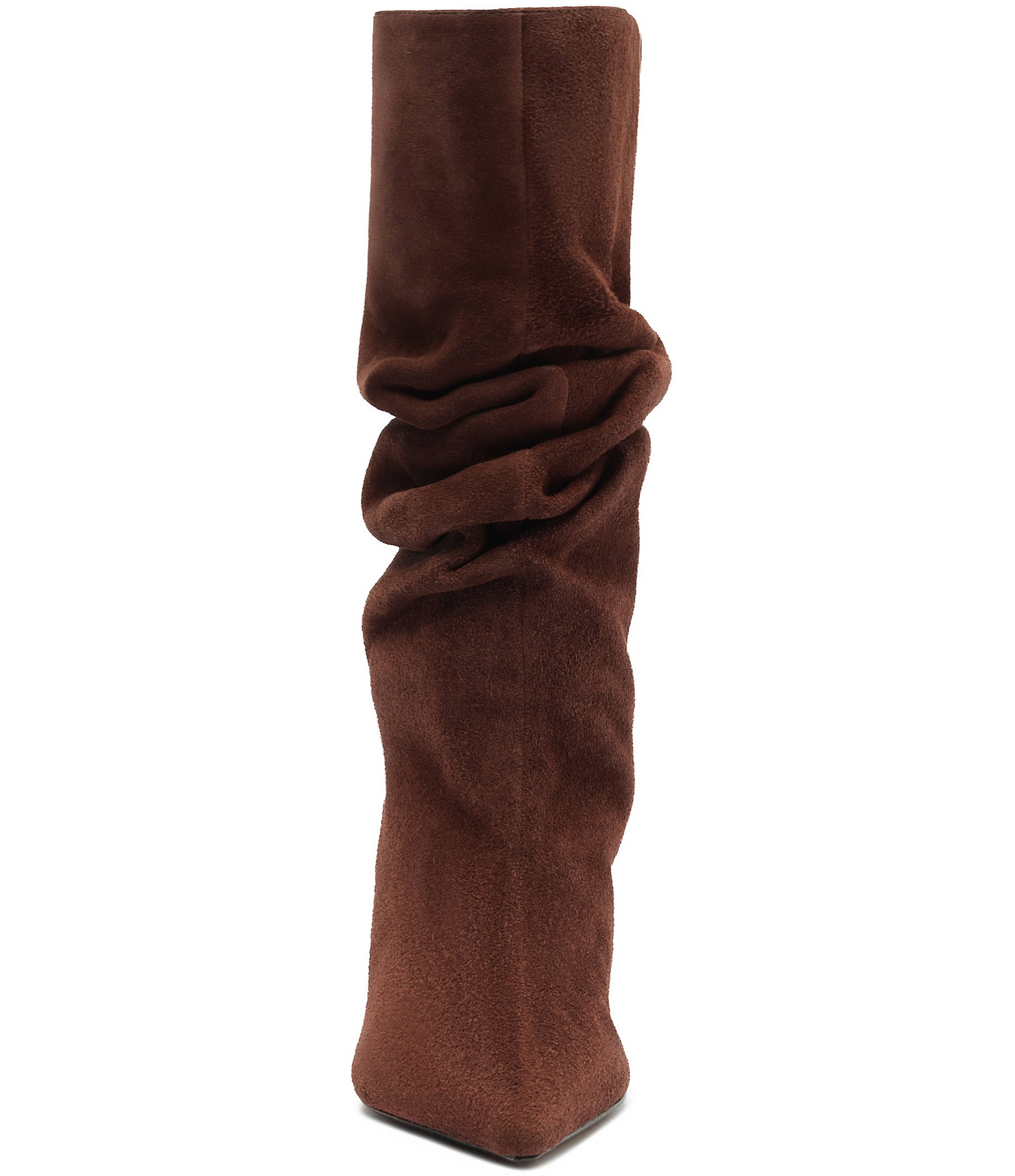 Schutz Harriet Slouch Nubuck Mid Calf Block Heel Boots