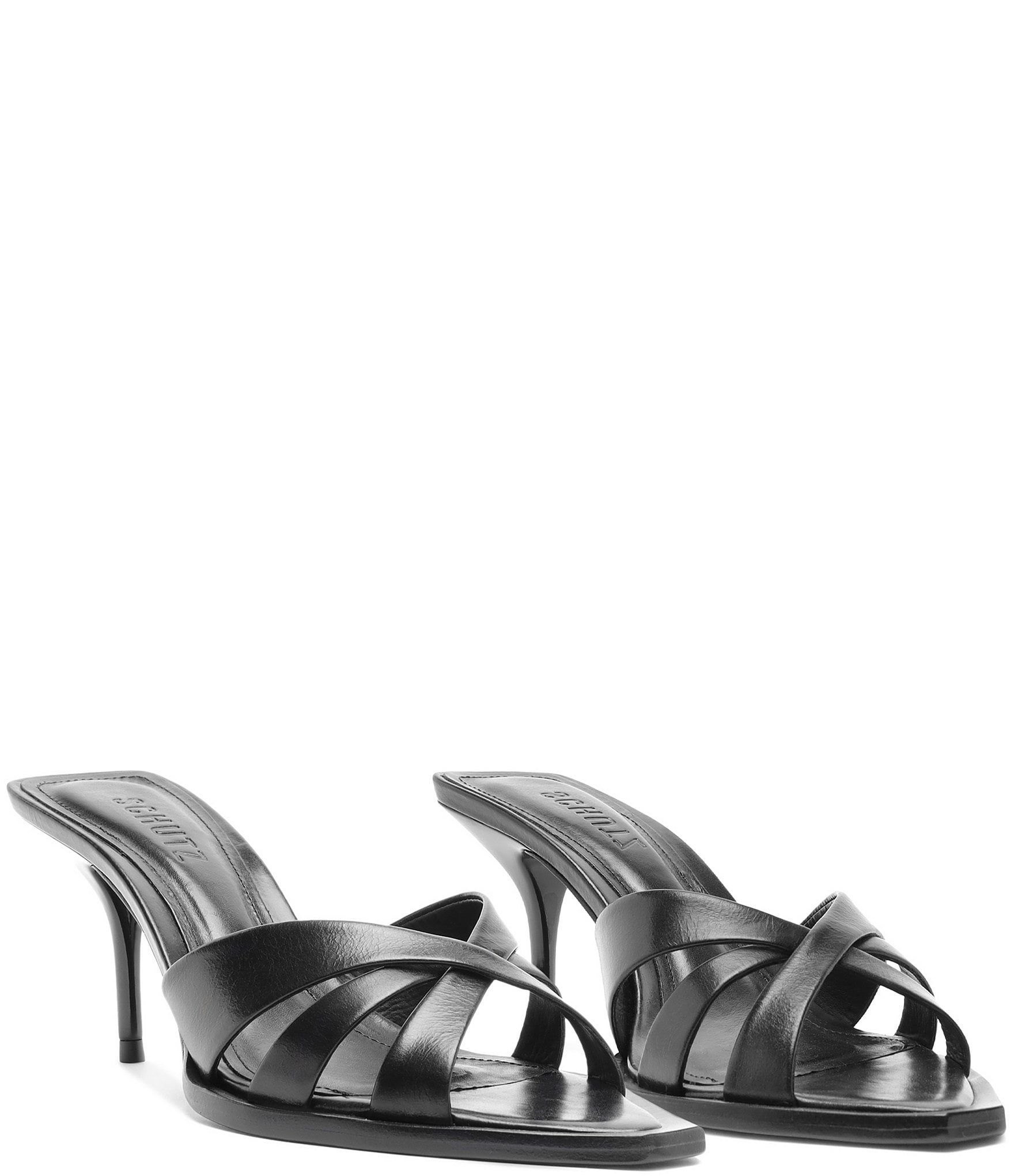 Schutz Keefa Leaf Leather Slide Sandals