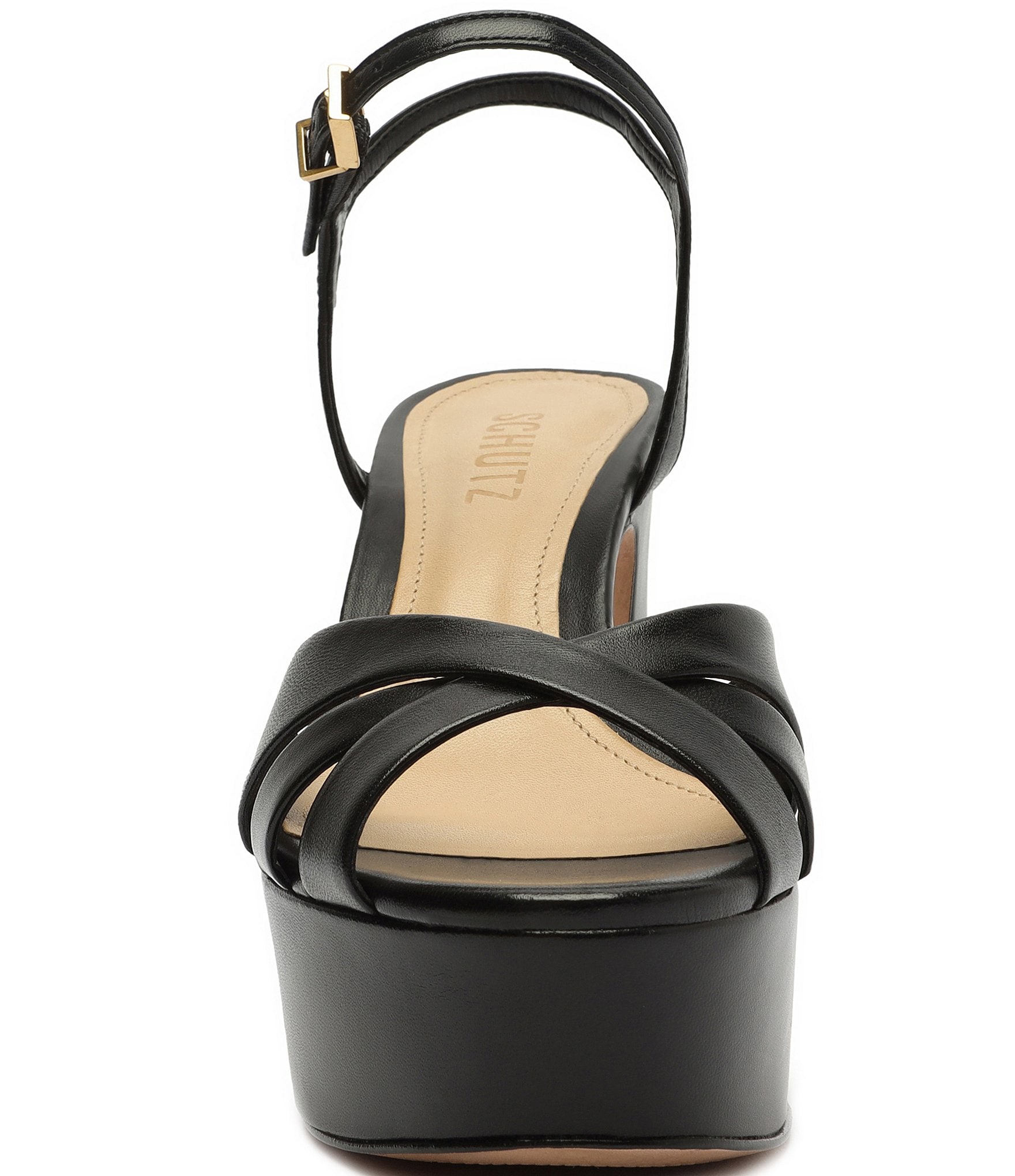 Schutz Keefa Leather Platform Ankle Strap Sandals