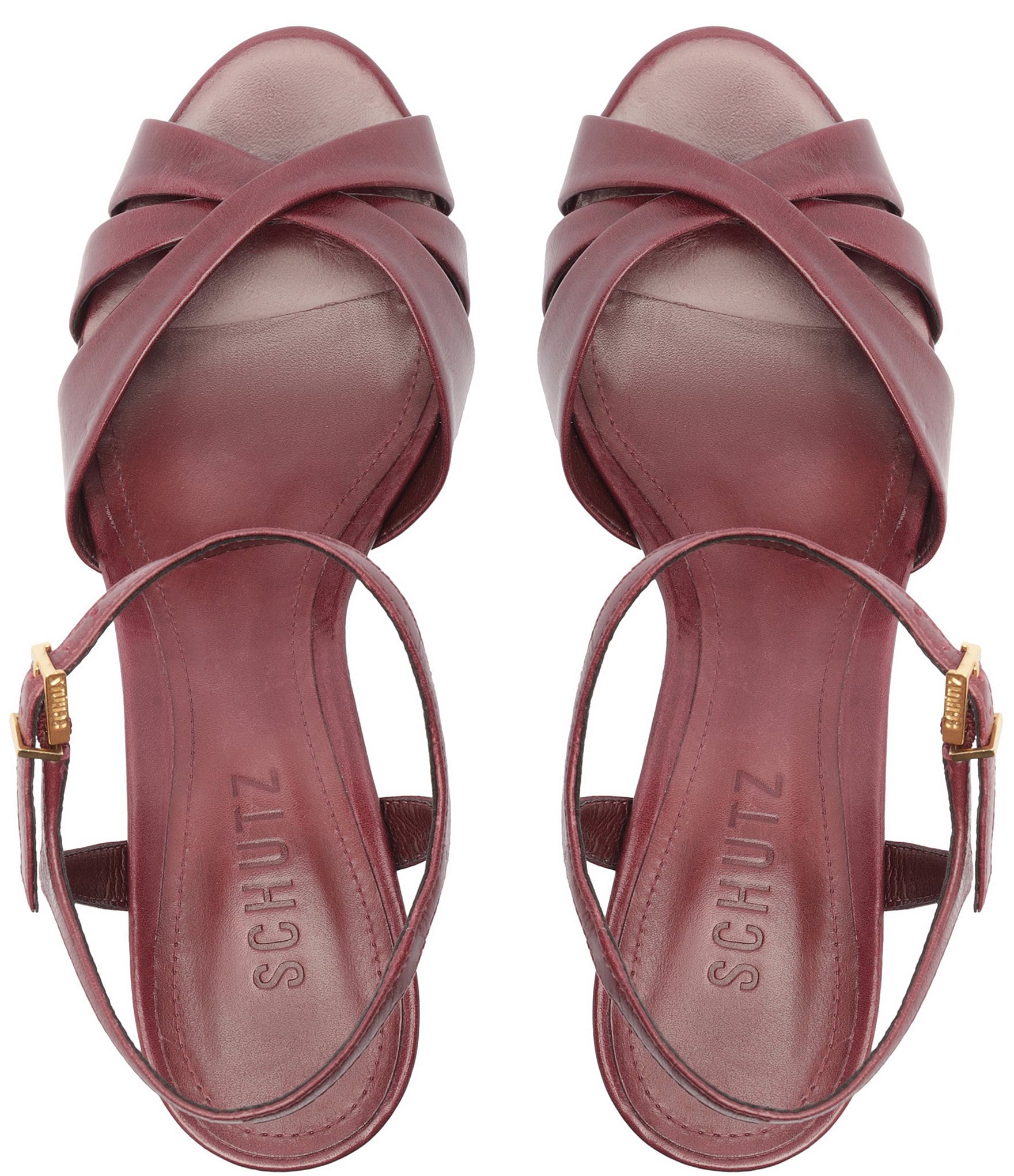 Schutz Keefa Leather Platform Block Heel Sandals