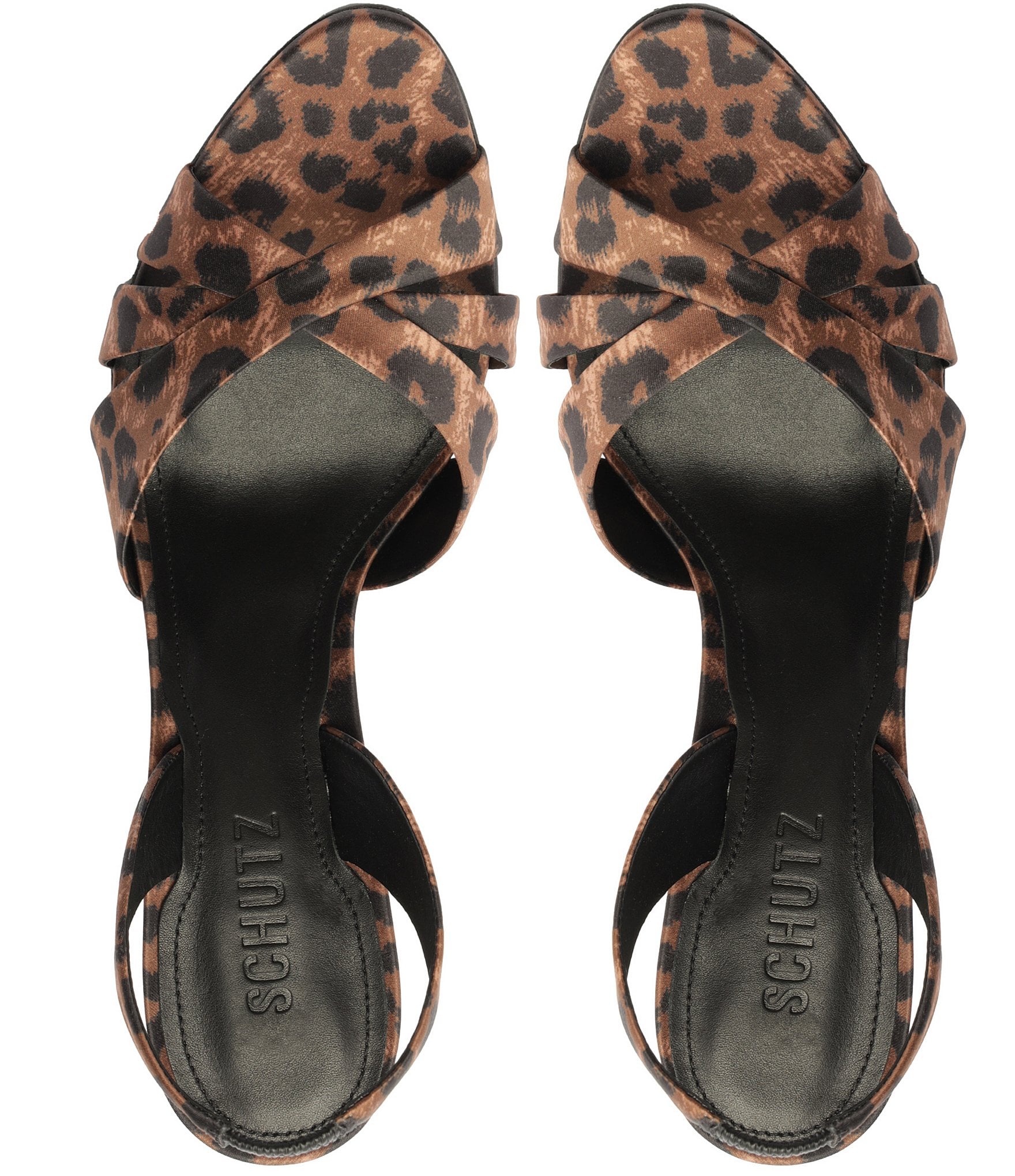 Schutz Keefa Satin Cheetah Print Slingback Sandals