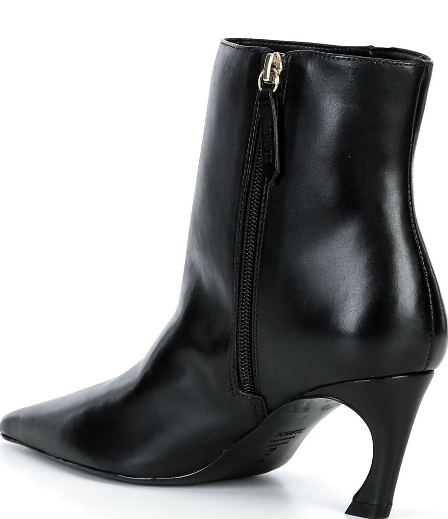 Schutz Lexi Leather Pointed Toe Booties