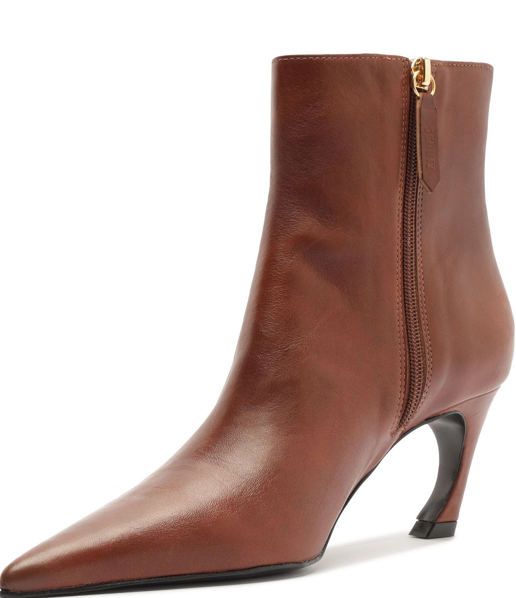 Schutz Lexi Leather Pointed Toe Booties