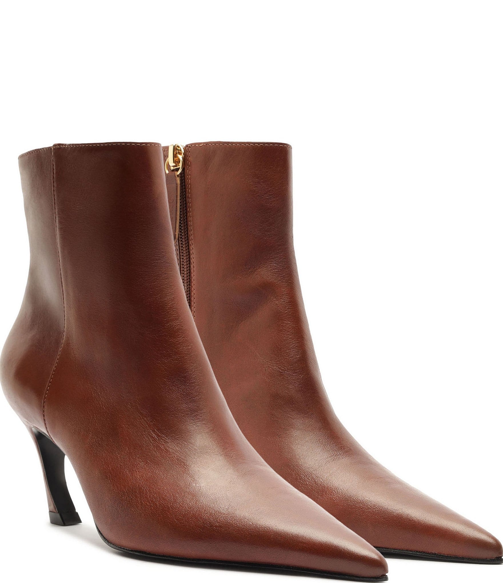 Schutz Lexi Leather Pointed Toe Booties