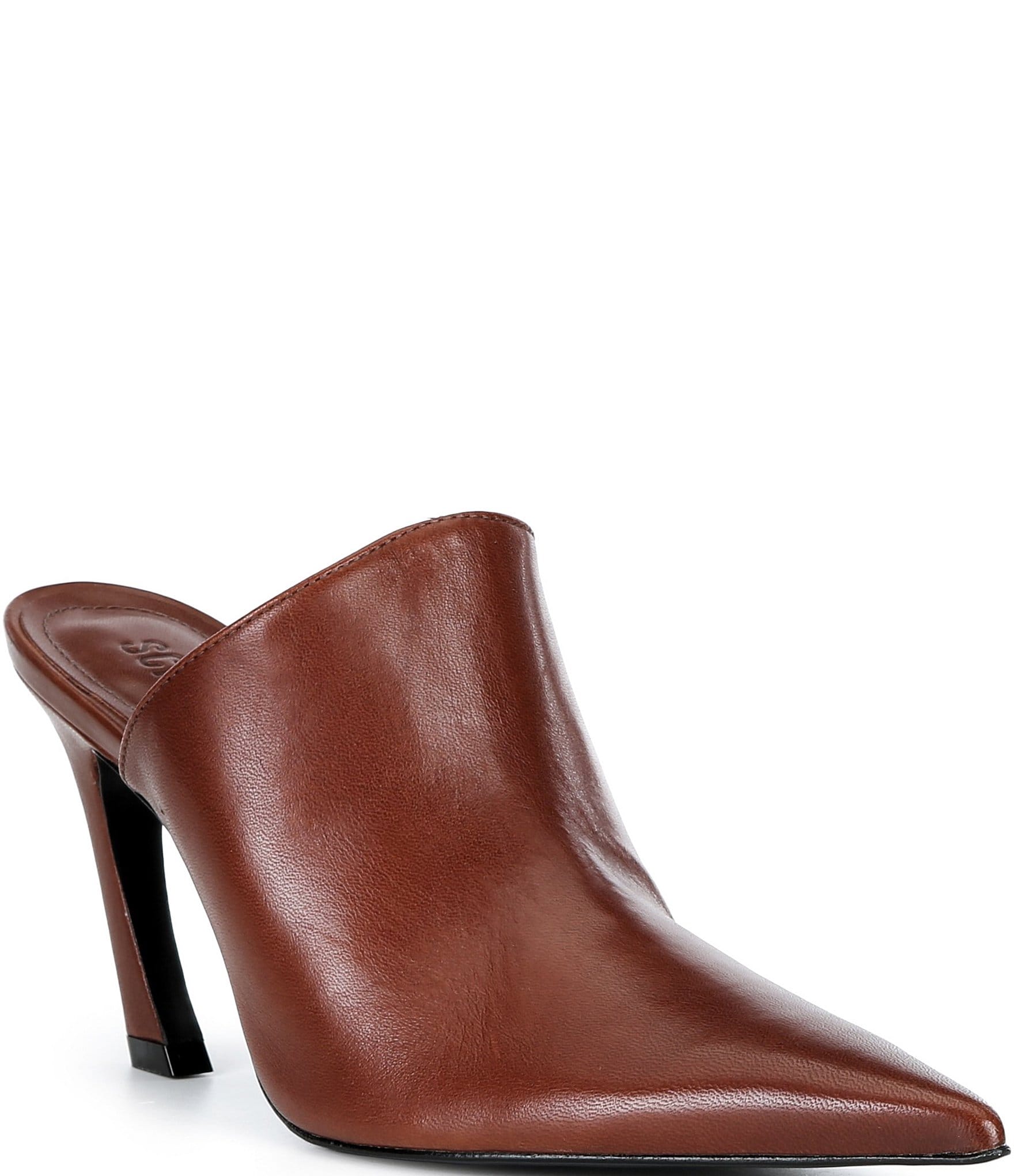 Schutz Lexi Leather Pointed Toe Pump Mules