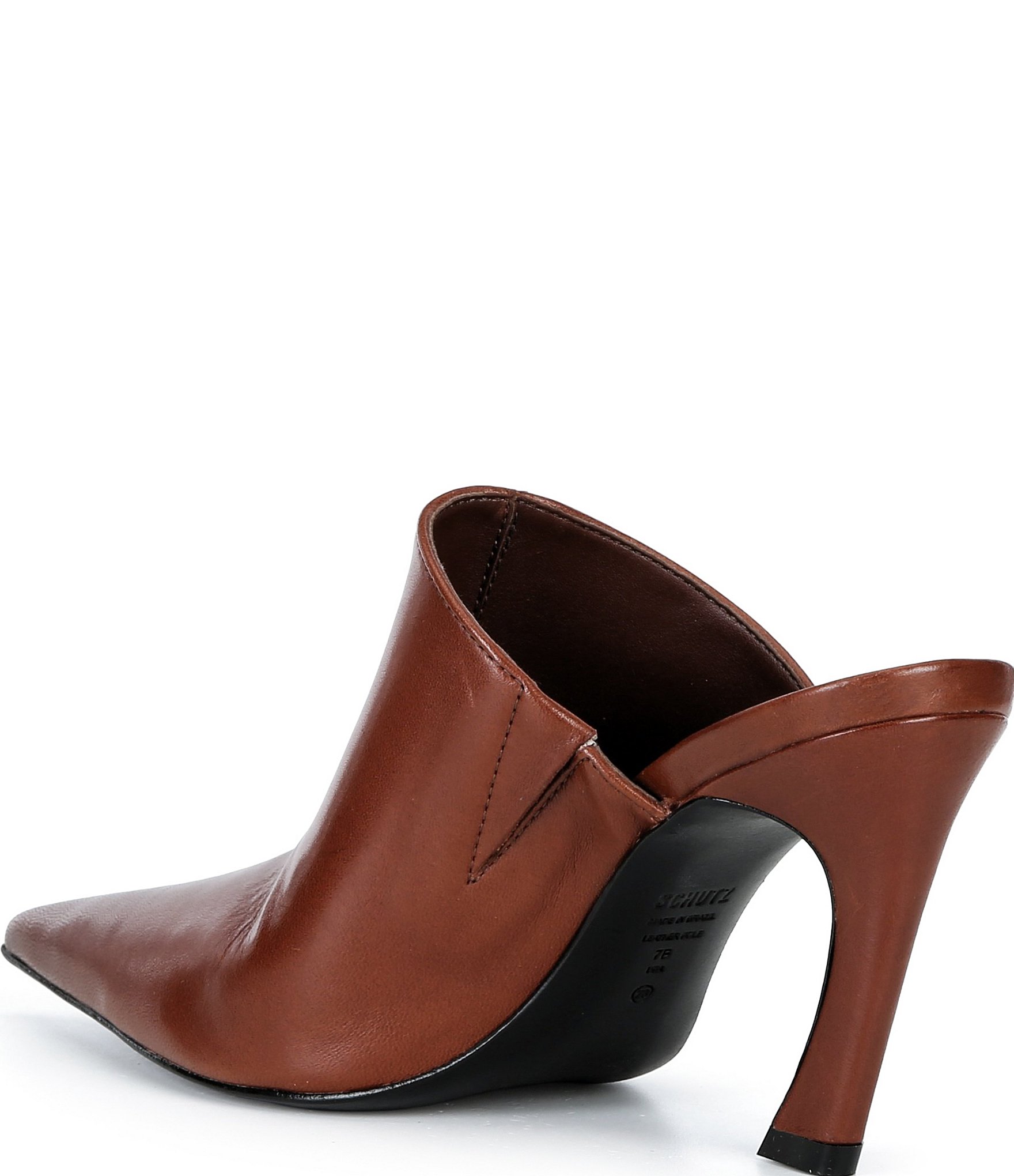 Schutz Lexi Leather Pointed Toe Pump Mules