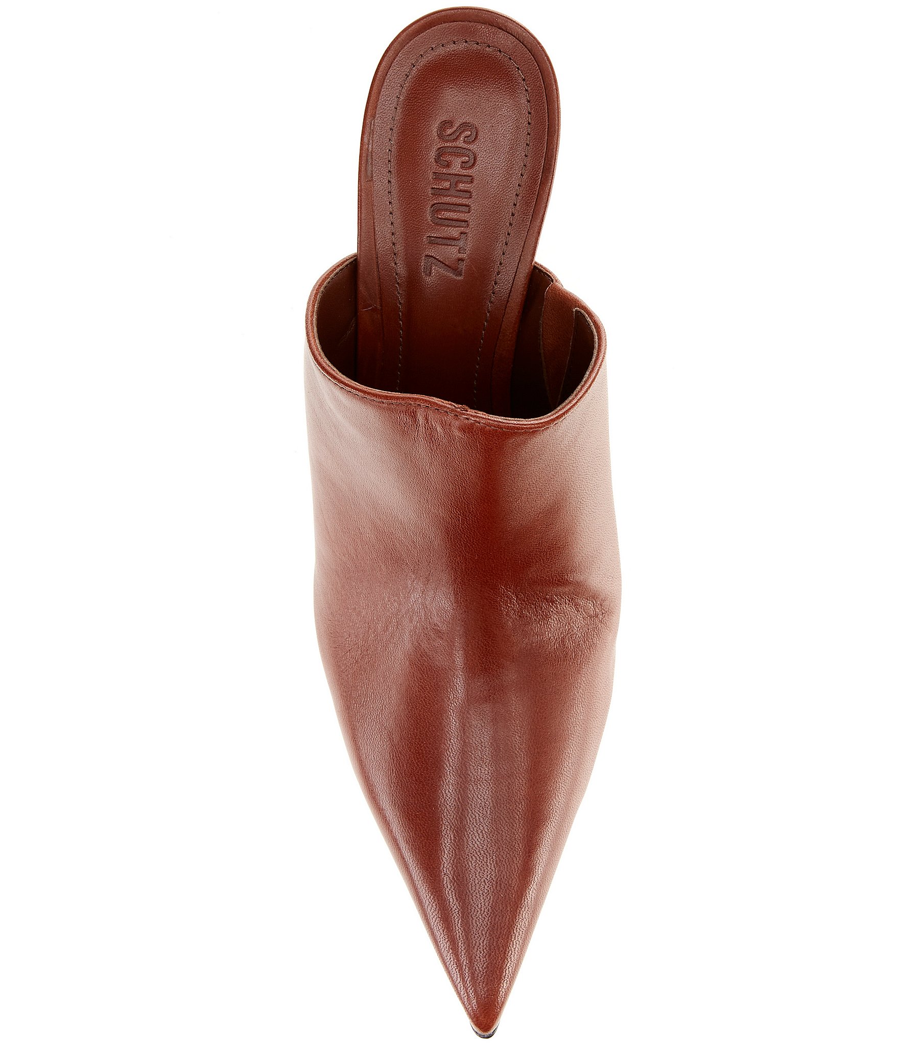 Schutz Lexi Leather Pointed Toe Pump Mules