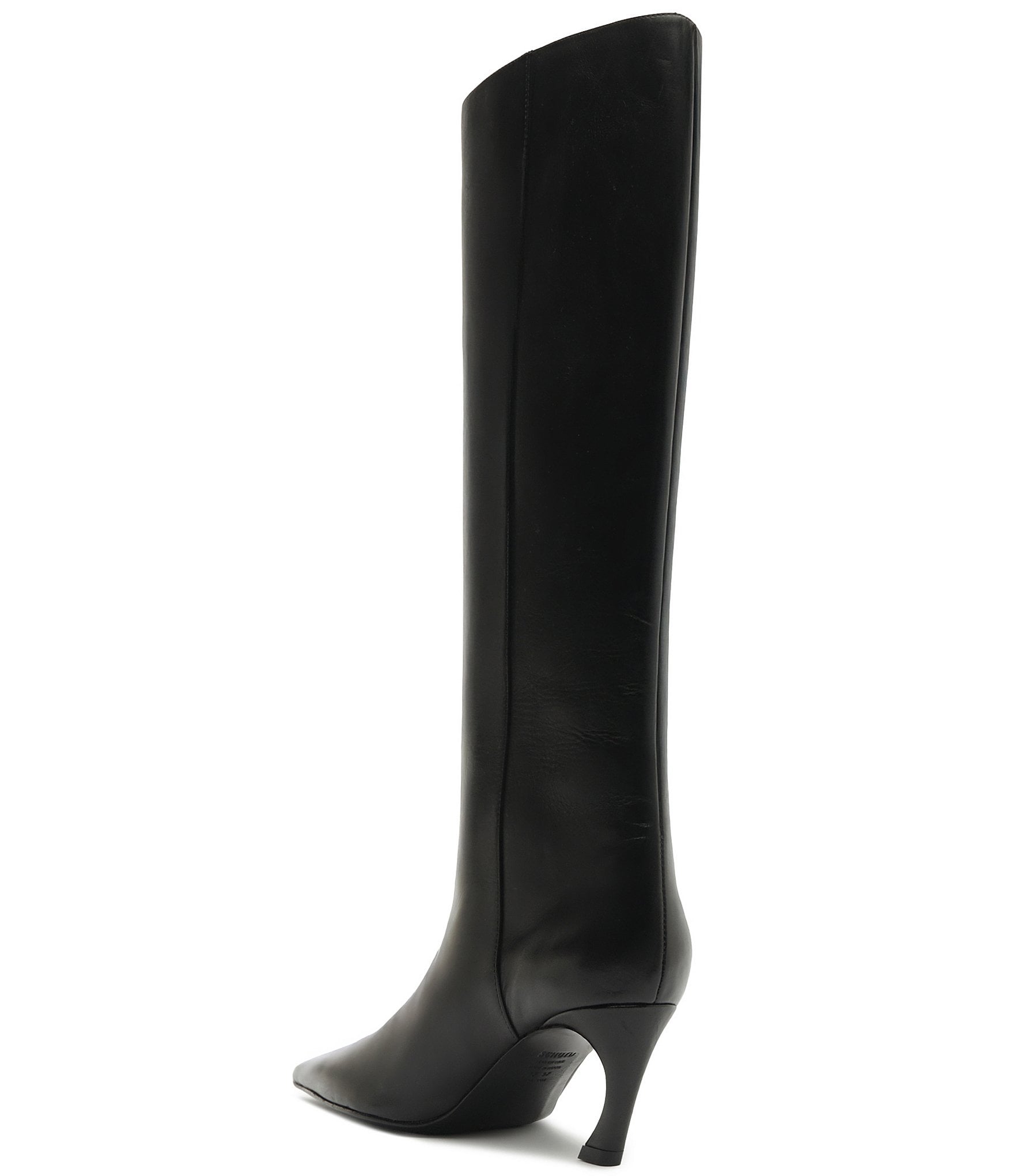 Schutz Lexi Mid Leather Pointed Toe Tall Boots