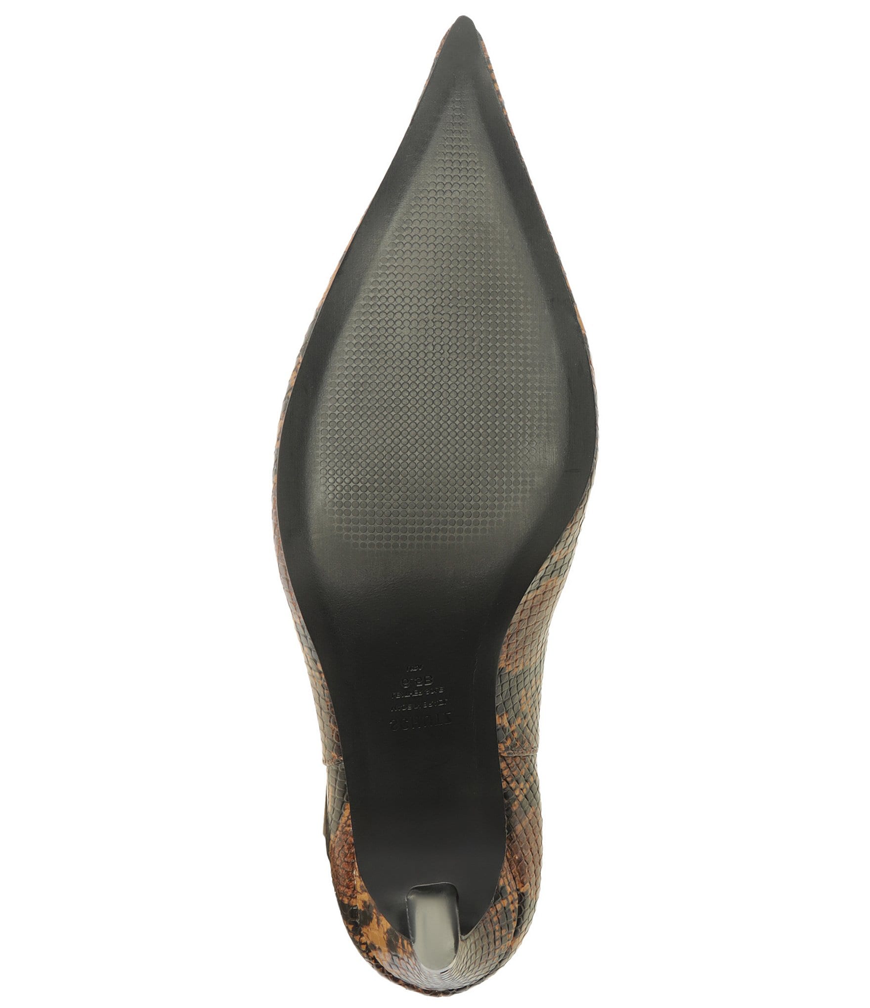 Schutz Lexi Mid Snake Print Leather Pointed Toe Tall Boots