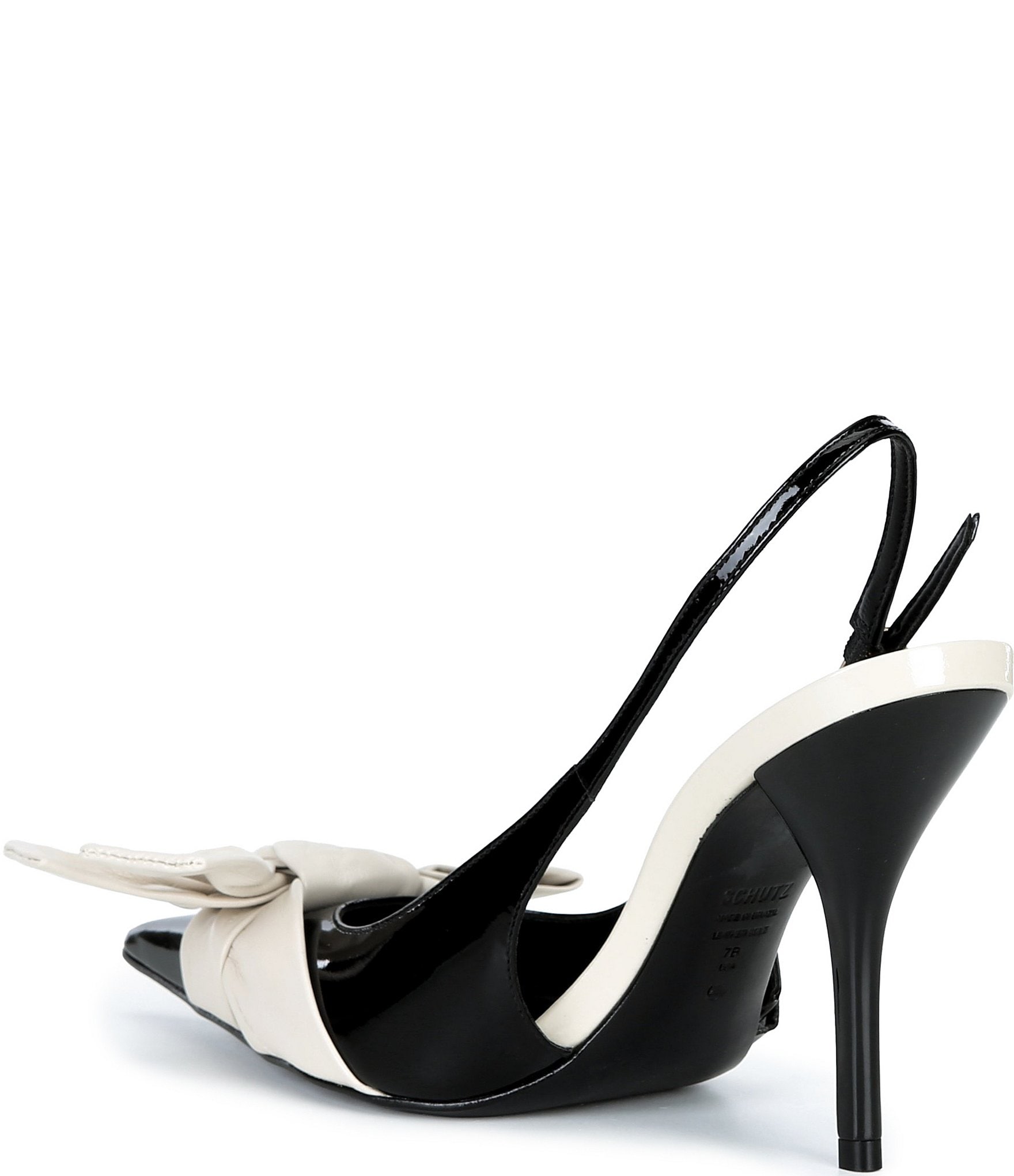 Schutz Liora Patent Leather Bow Pointed Slingback Stiletto Pumps