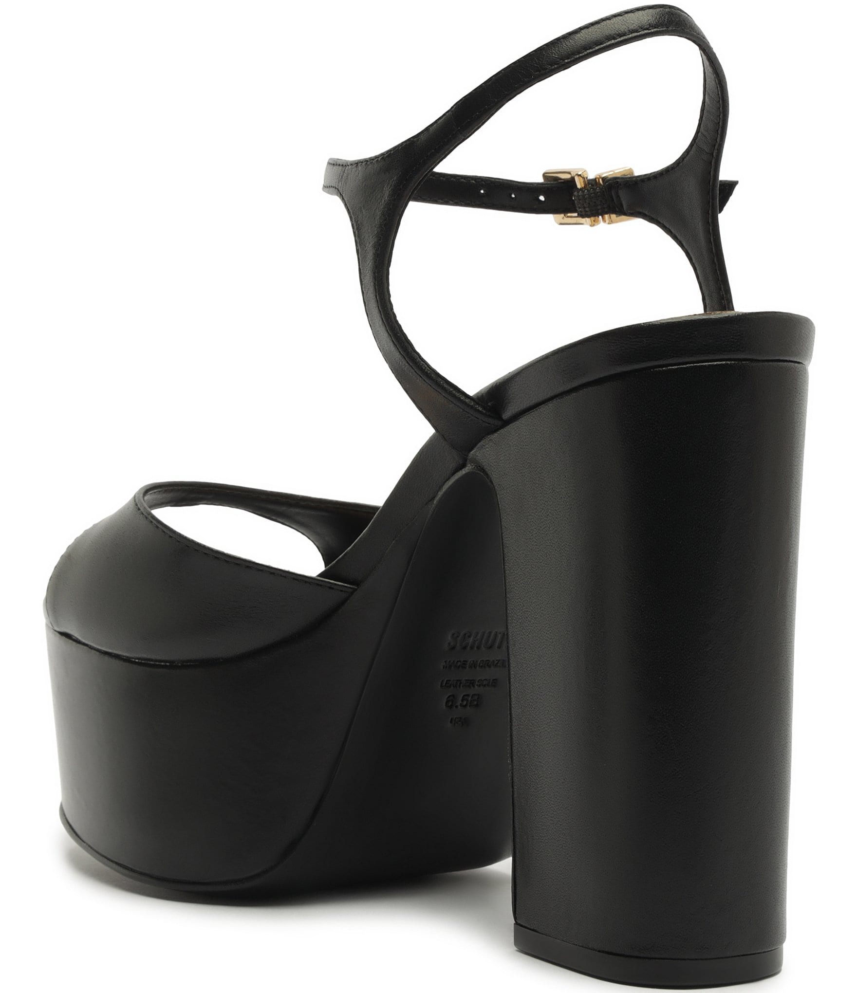 Schutz Lys Leather Ankle Wrap Platform Block Heel Sandals