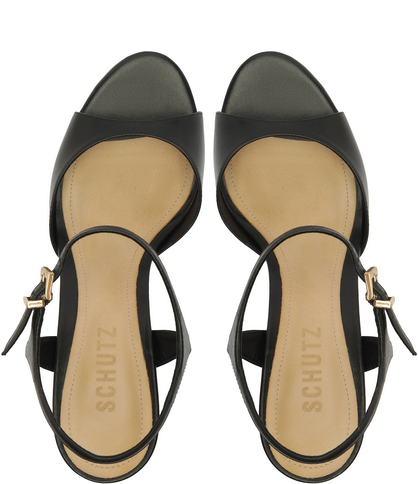 Schutz Lys Leather Ankle Wrap Platform Block Heel Sandals