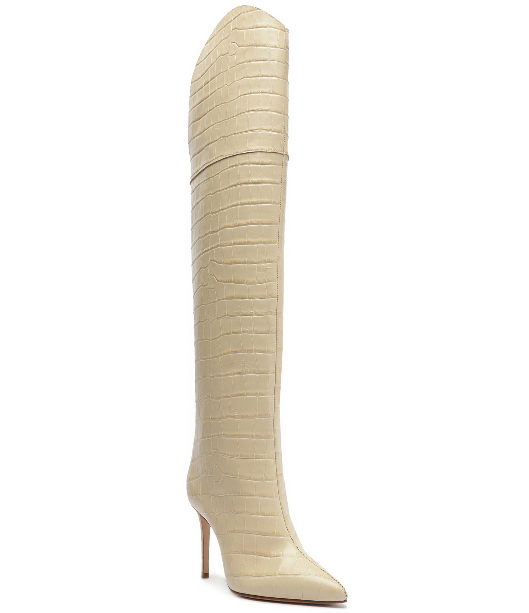 Schutz Maryana Crocodile Embossed Leather Over-the-Knee