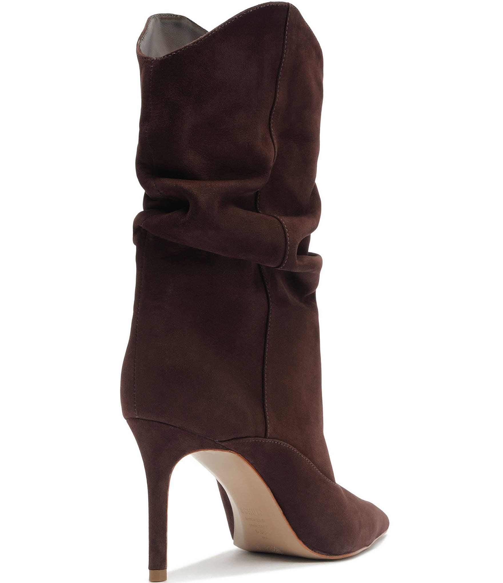 Schutz Maryana Slouch Nubuck Pointed Toe Stiletto Mid Calf Boots