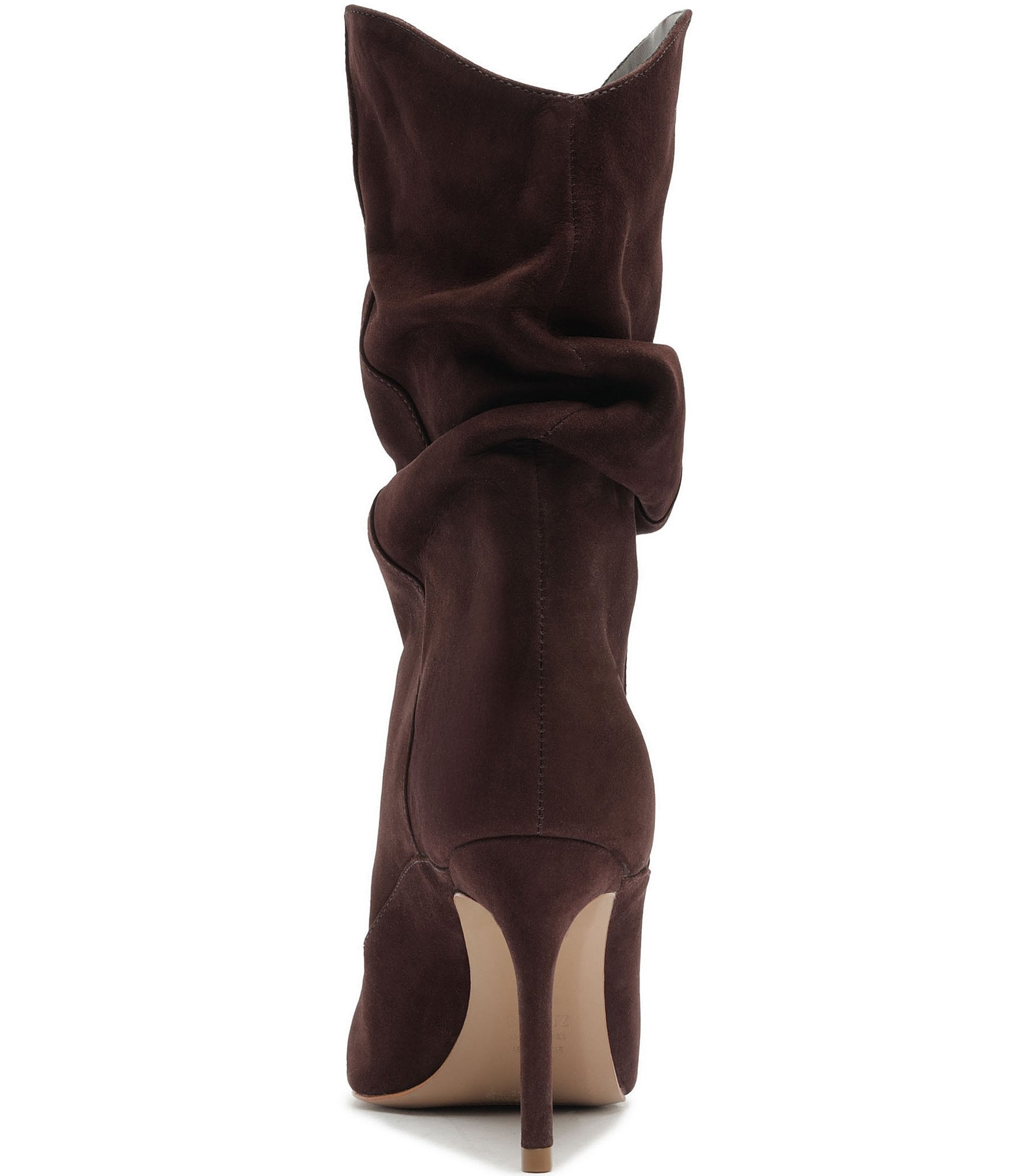 Schutz Maryana Slouch Nubuck Pointed Toe Stiletto Mid Calf Boots