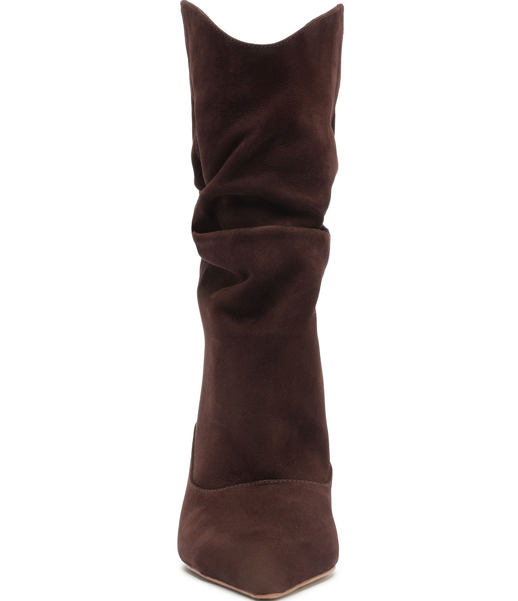 Schutz Maryana Slouch Nubuck Pointed Toe Stiletto Mid Calf Boots