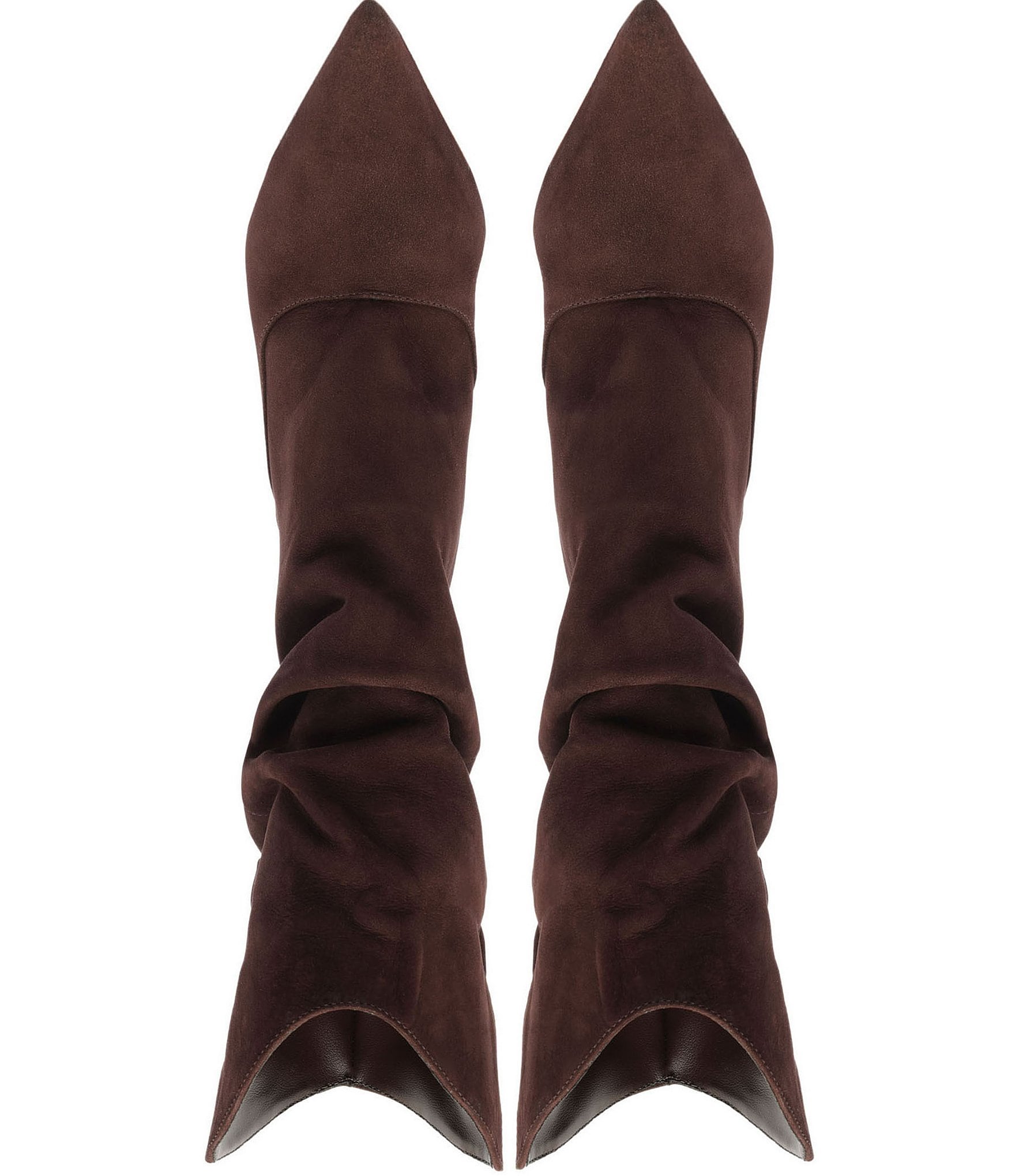 Schutz Maryana Slouch Nubuck Pointed Toe Stiletto Mid Calf Boots