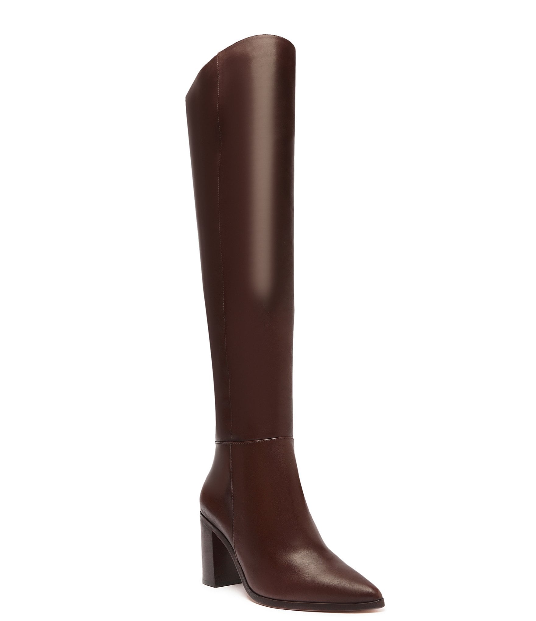 Schutz Mikki Block Leather Over-the-Knee Block Heel Boots | Dillard's