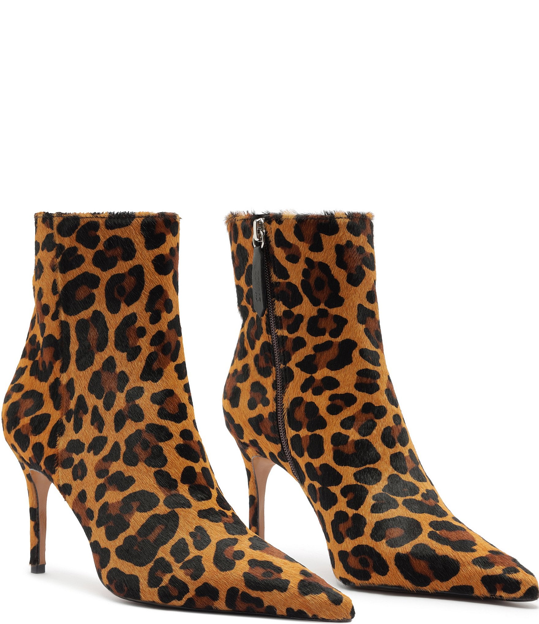 Schutz Mikki Leopard Print Hair Calf Booties